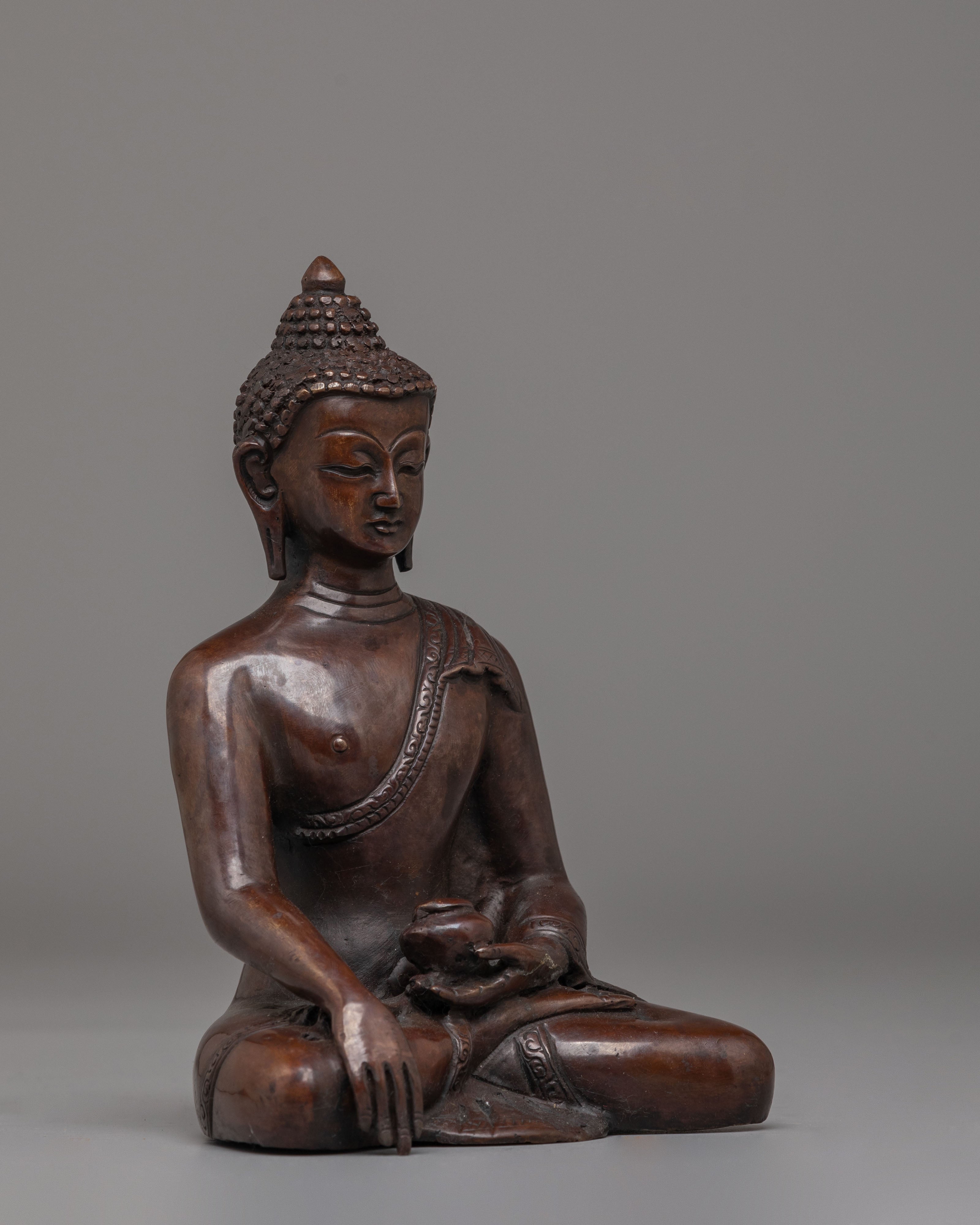 Shakyamuni Buddha Enlightenment Statue | Handcrafted Oxidized Copper Artwork
