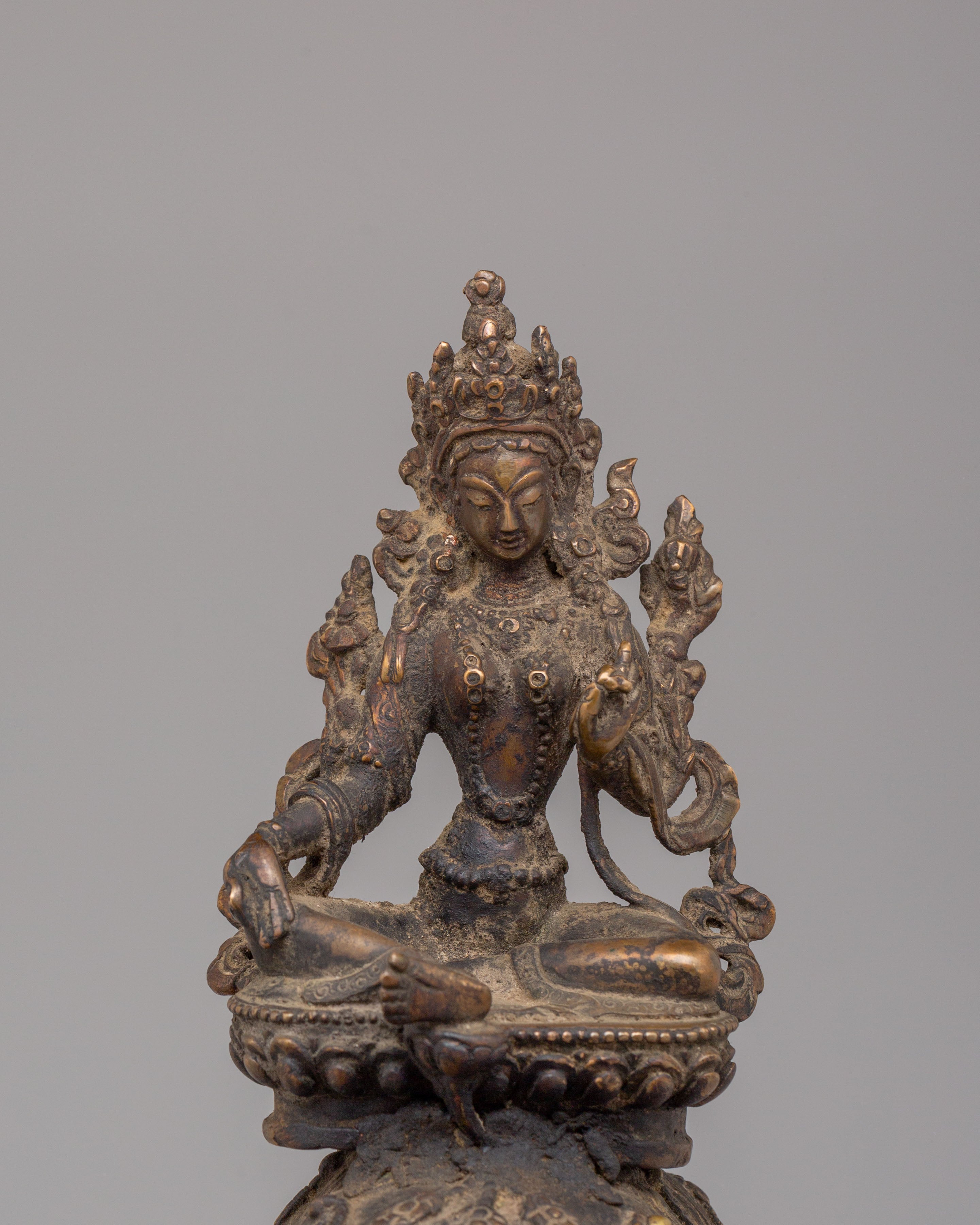 Green Tara On Elephant Statue Set for Altar | Perfect for Sacred Spaces