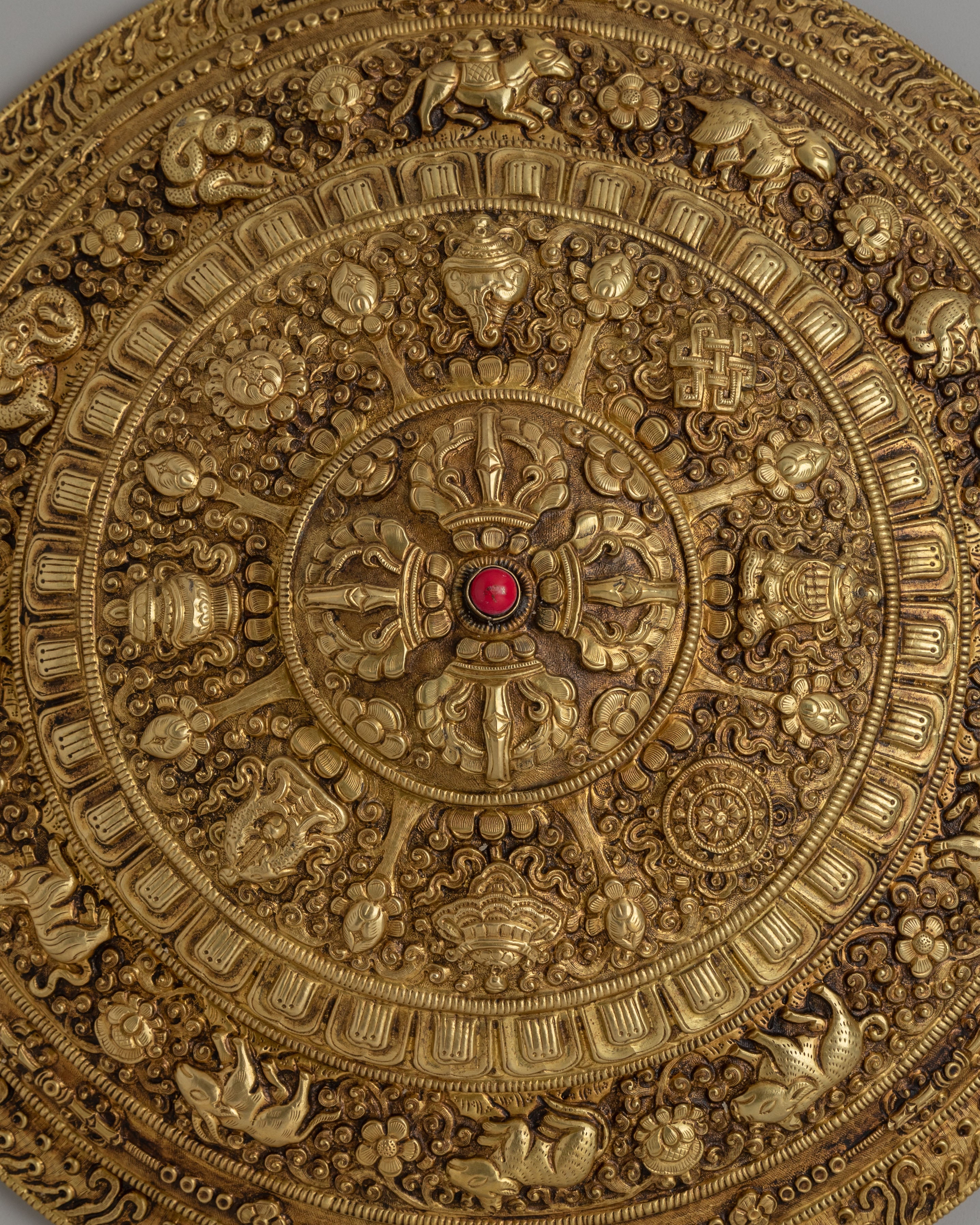Asthamangala Mandala Wall Hanging | Copper Body with Electro Gold Plating