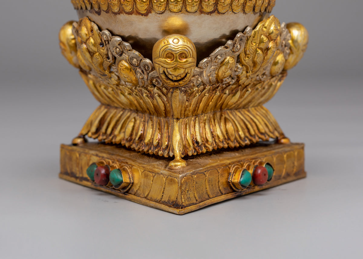 Spiritual Offering Kapala | Gold Plated Copper Tibetan Ritual Vessel