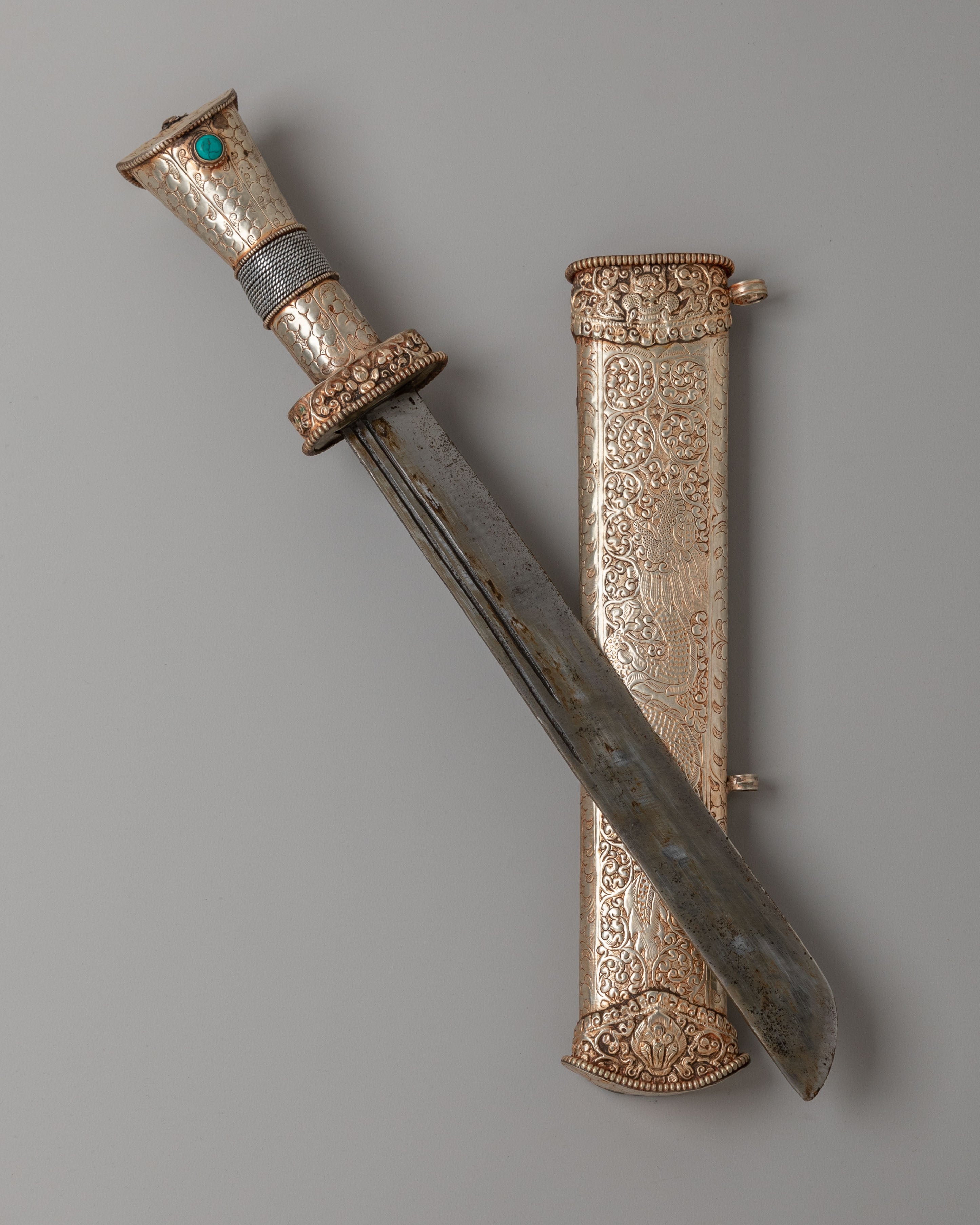 Traditional Ceremonial Knife | Silver Plated Ritual Blade for Decor