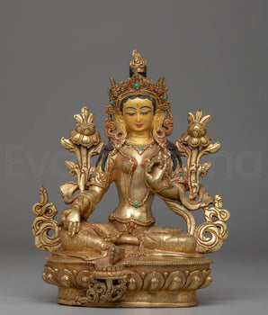 Green Tara Handcrafted Copper Statue