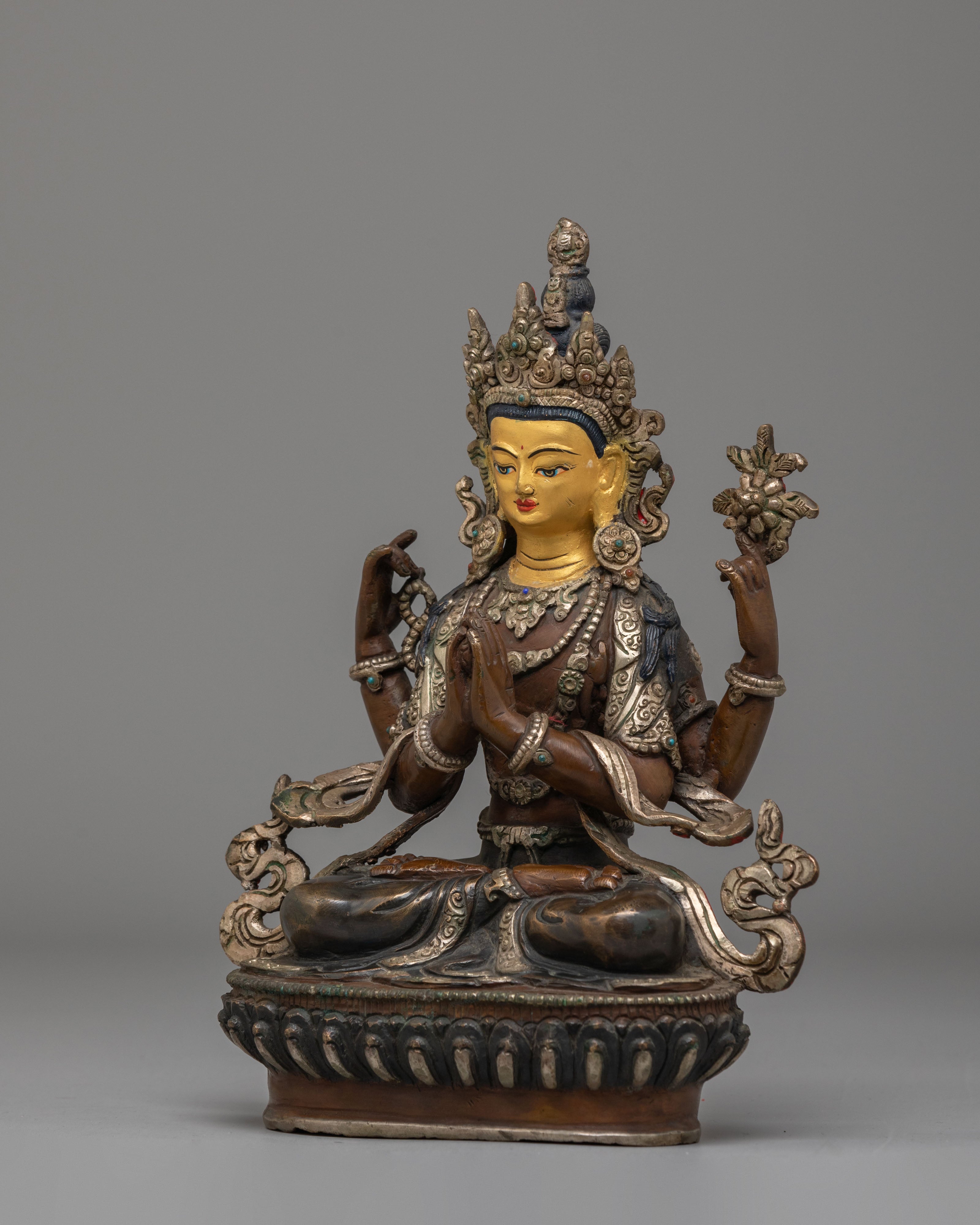 Sacred Tibetan Chenrezig Compassion Statue | Buddhist Compassion Bodhisattva