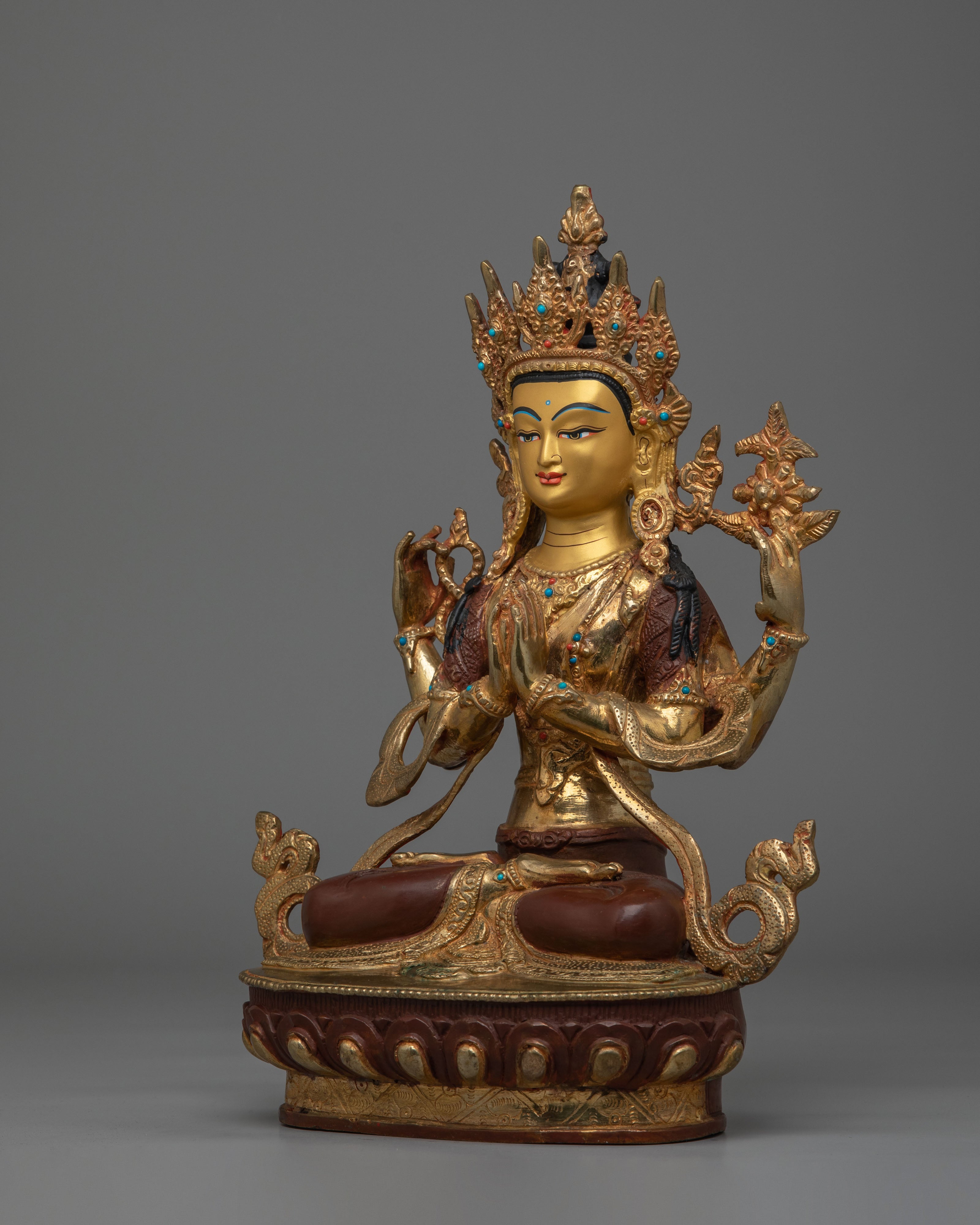 Ceremonial Chenrezig Shrine Statue | Tibetan Buddhist Altar Decor