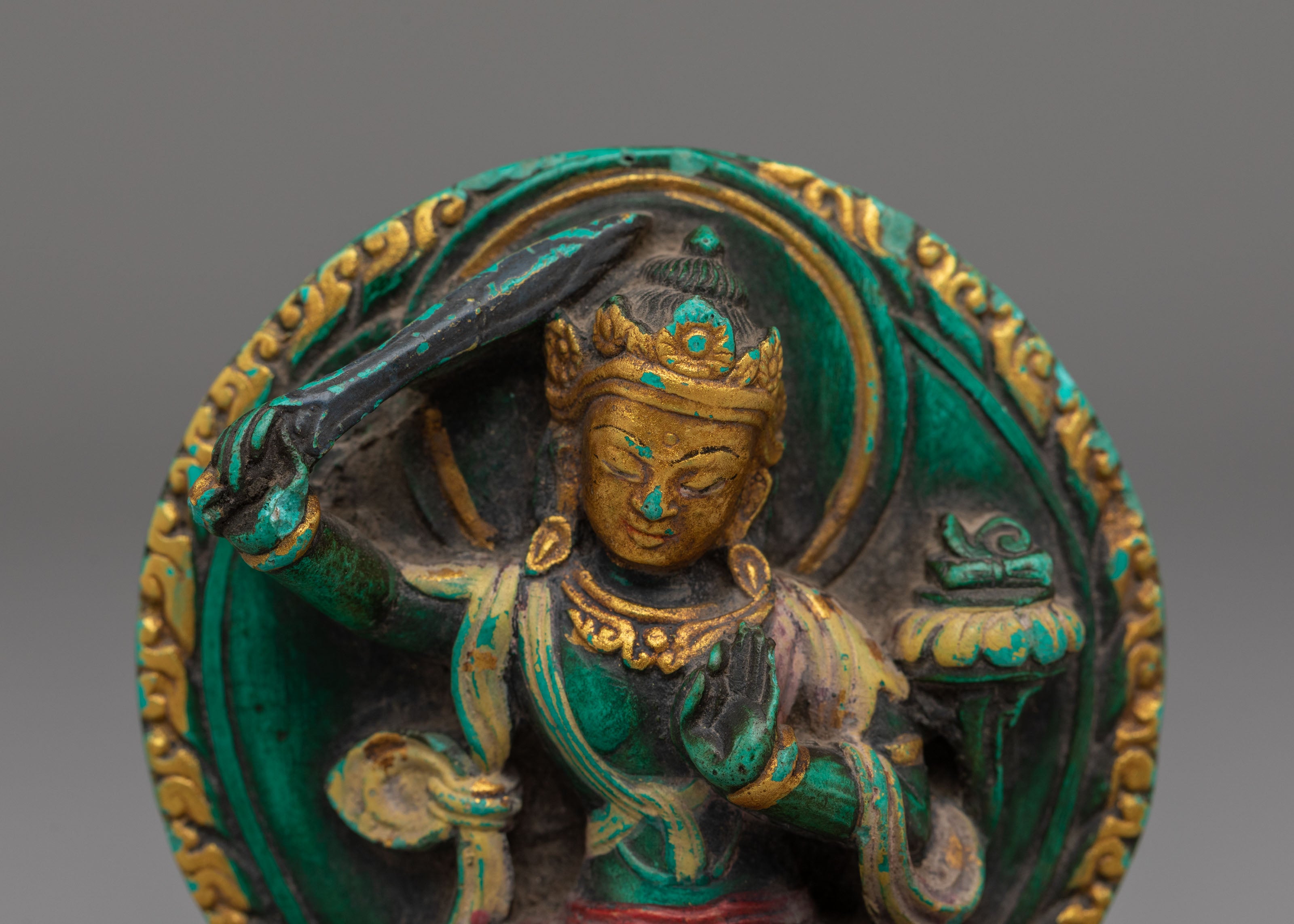 Handcrafted Sacred Manjushri Sculpture | Bodhisattva of Wisdom