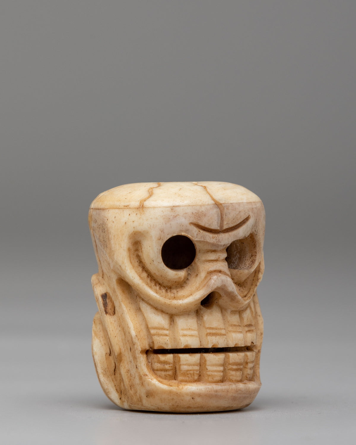 Tibetan Buddhist Skull Carving | Handcrafted Buddhist Decor