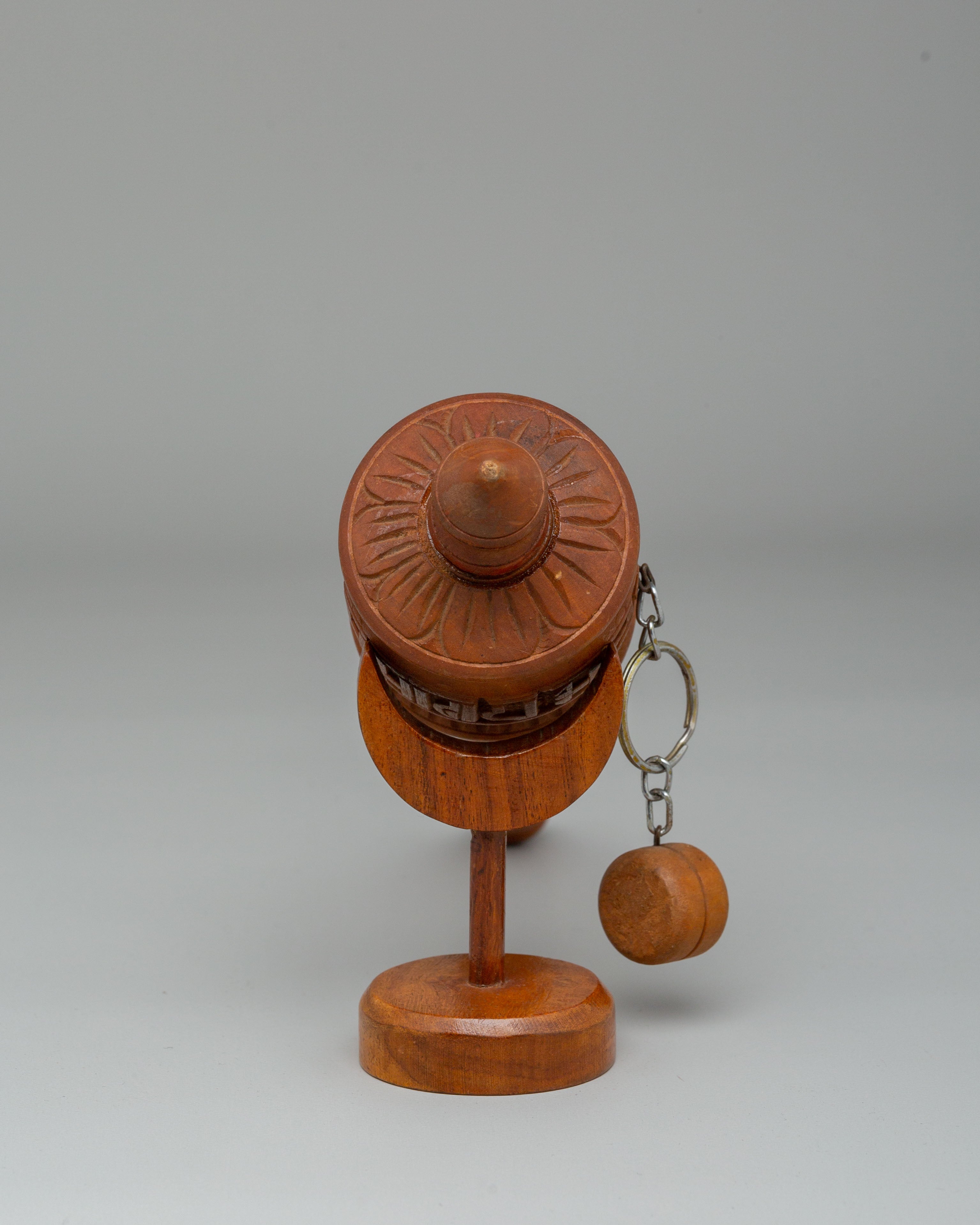 Wooden Himalayan Ritual Prayer Wheel | Buddhist Spiritual Decor for Prayer