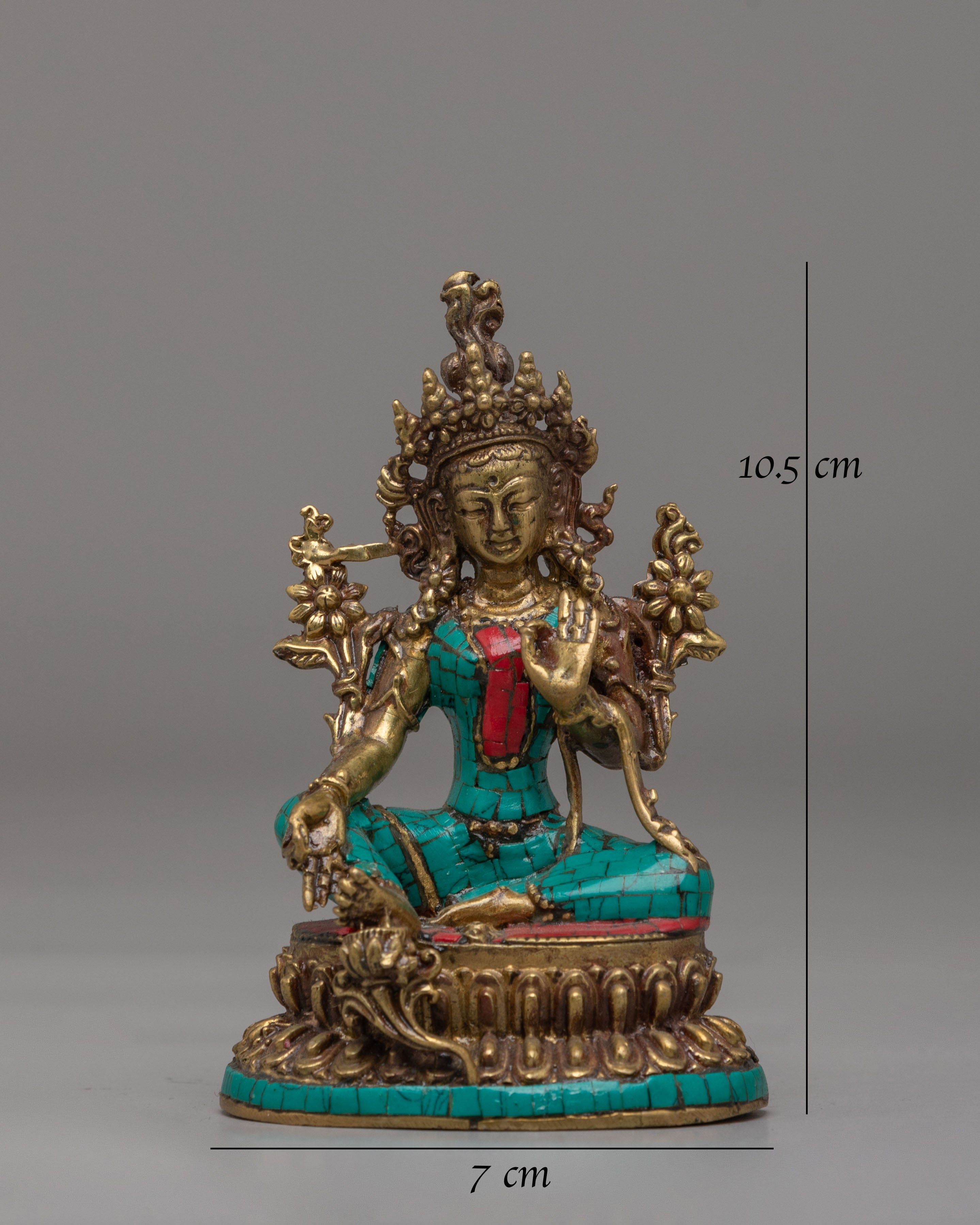 Handcrafted Green Tara Deity Statue | Tibetan Goddess Figurine for Meditation & Spiritual Decor