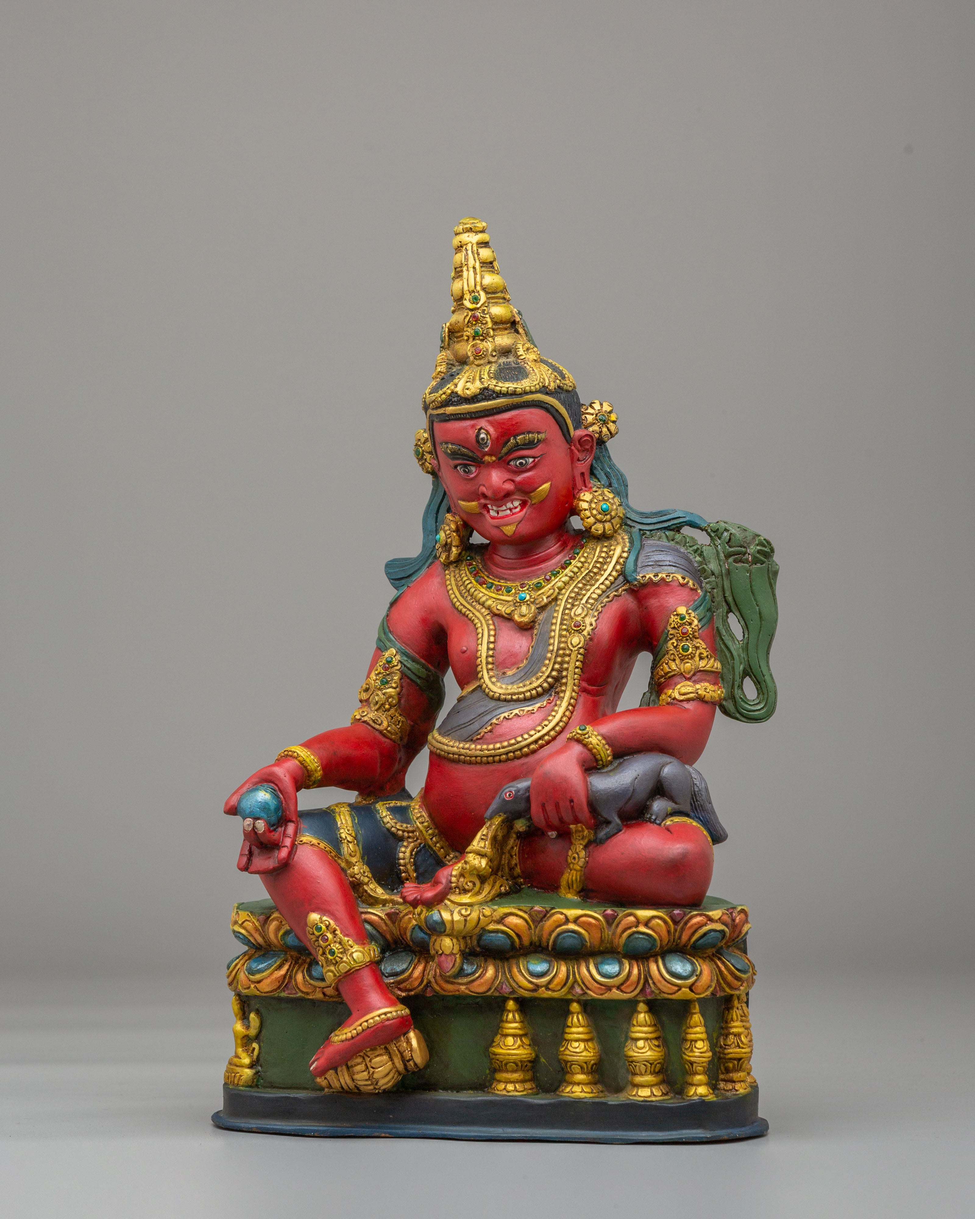 Himalayan Dzambhala Altar Deity Statue | Tibetan Wealth Deity Figurine