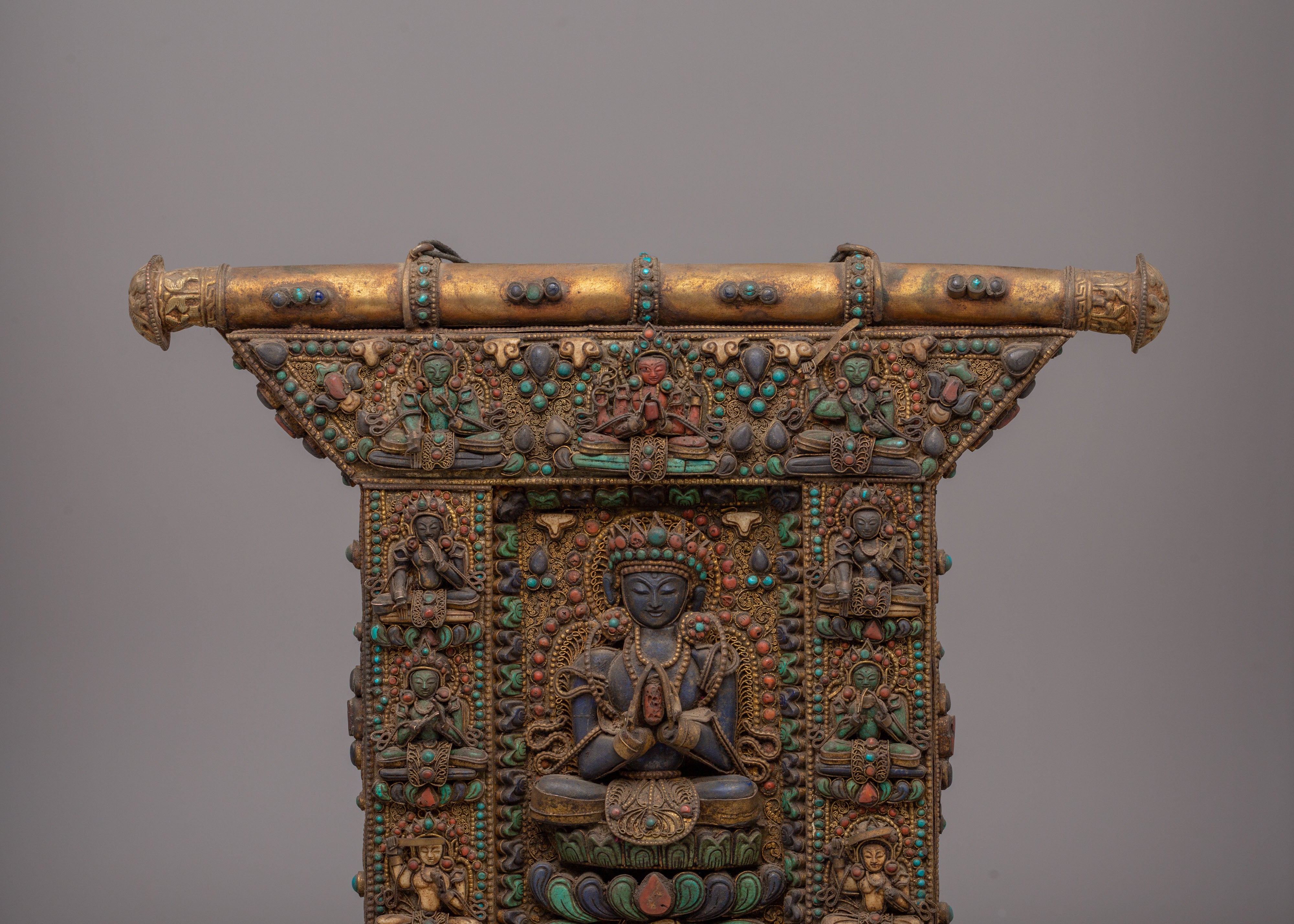 Tibetan Chenrezig Wall Hanging | Metal Thangka For Decor