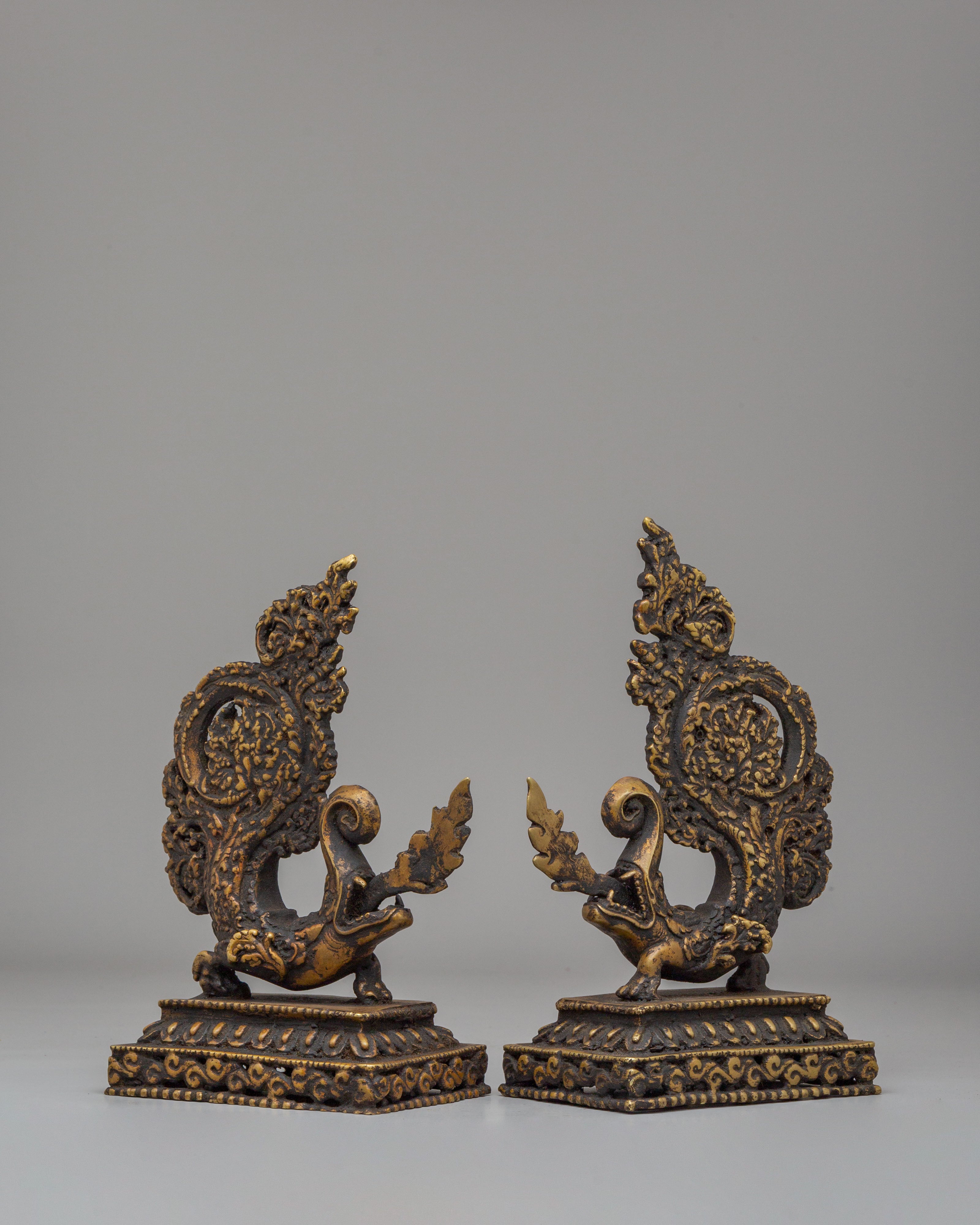 Handcrafted Dragon Decorative Set | Tibetan Ritual Dragon Figurine