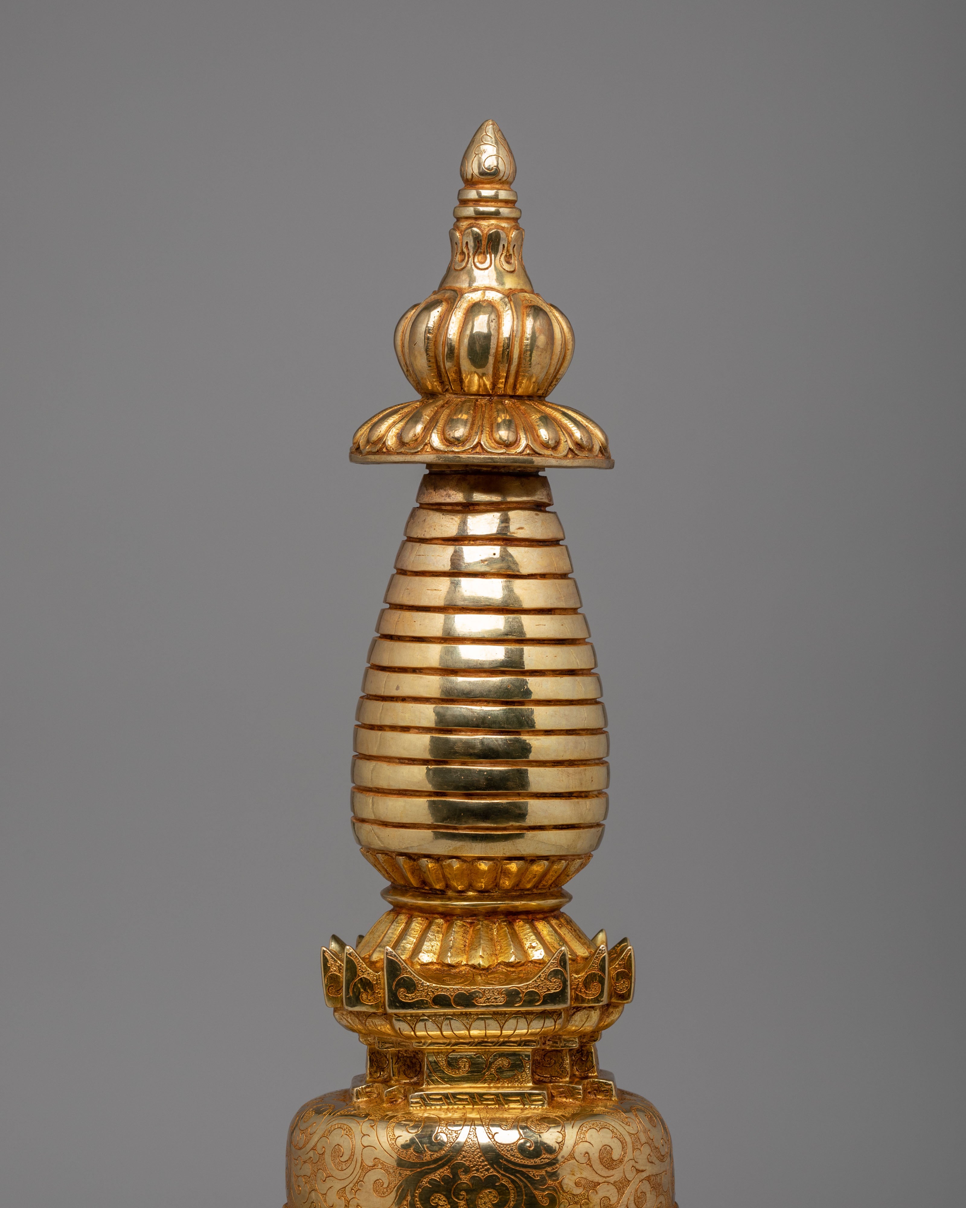 Traditional Ceremonial Kadampa Stupa | Handmade Copper Body with Gold Plating