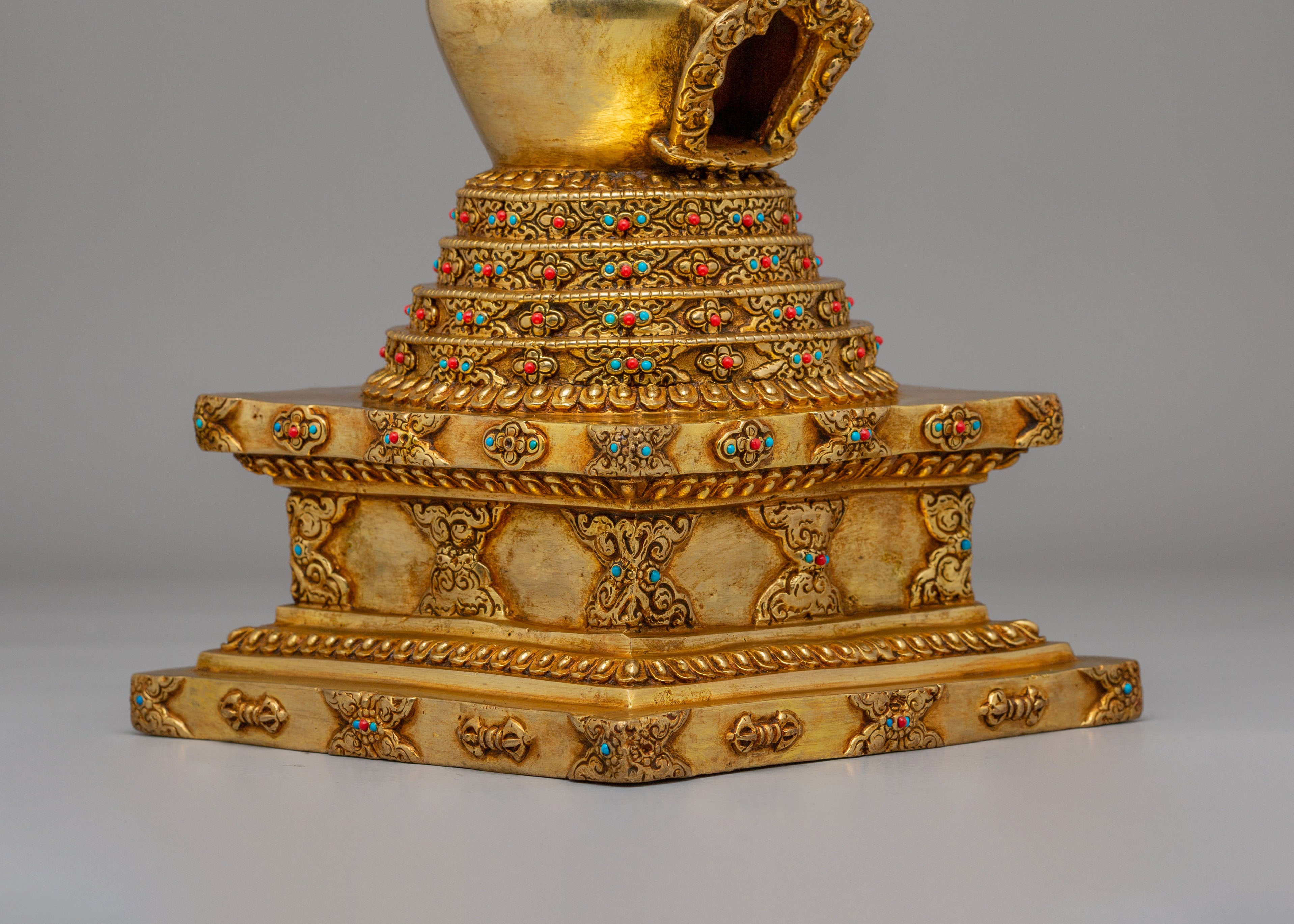 Handcrafted Altar Namgyalma Stupa | 24K Gold Plated Buddhist Stupa