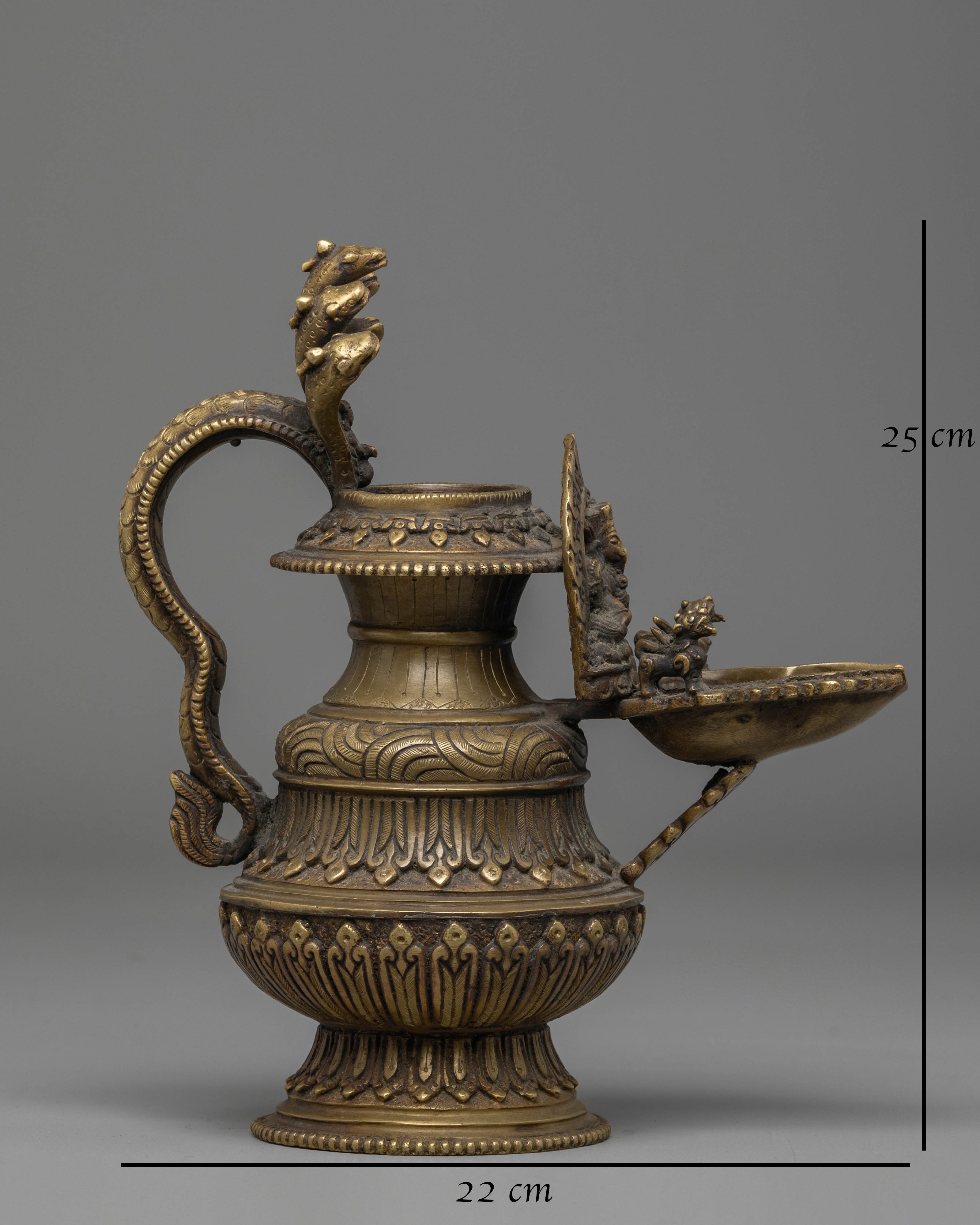 Traditional Sacred Ganesh Sukunda | Brass Oil Lamp with Antique Finish