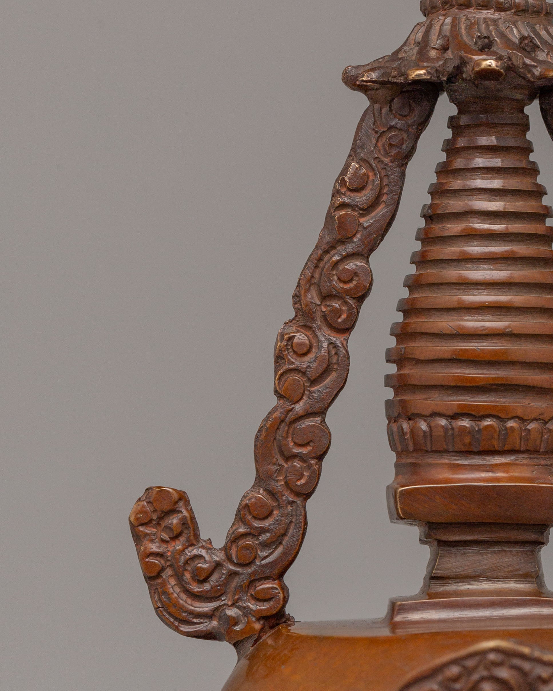 Traditional Lotus Blossom Stupa for Ritual |Oxidized Copper Shrine