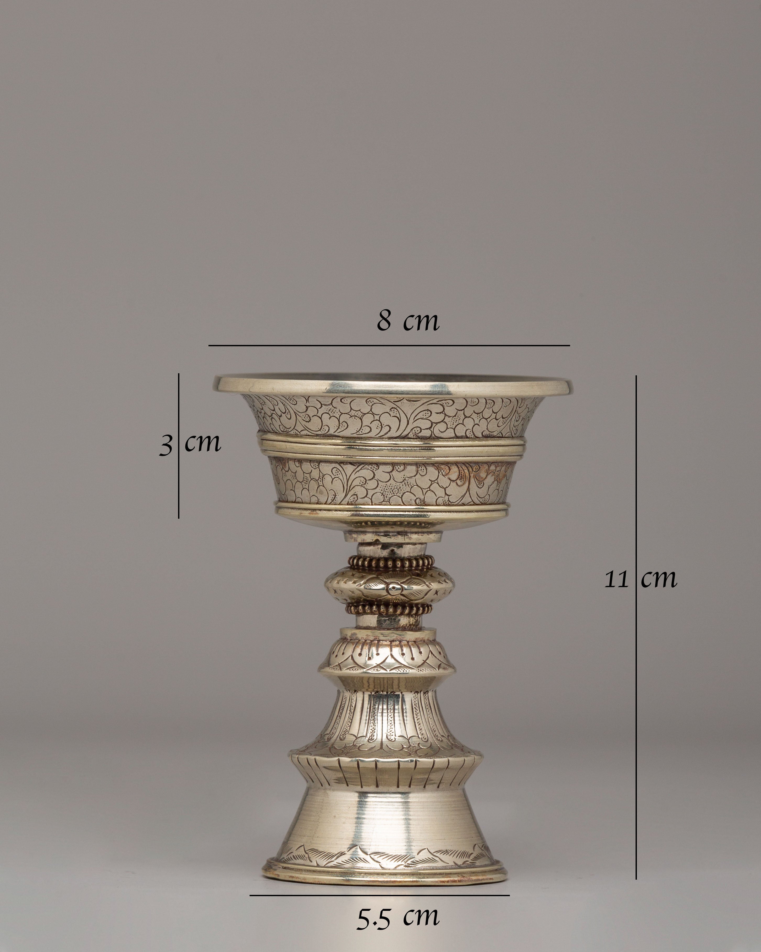 Spiritual Meditation Butter Lamp Set | White Metal Lamps for Rituals