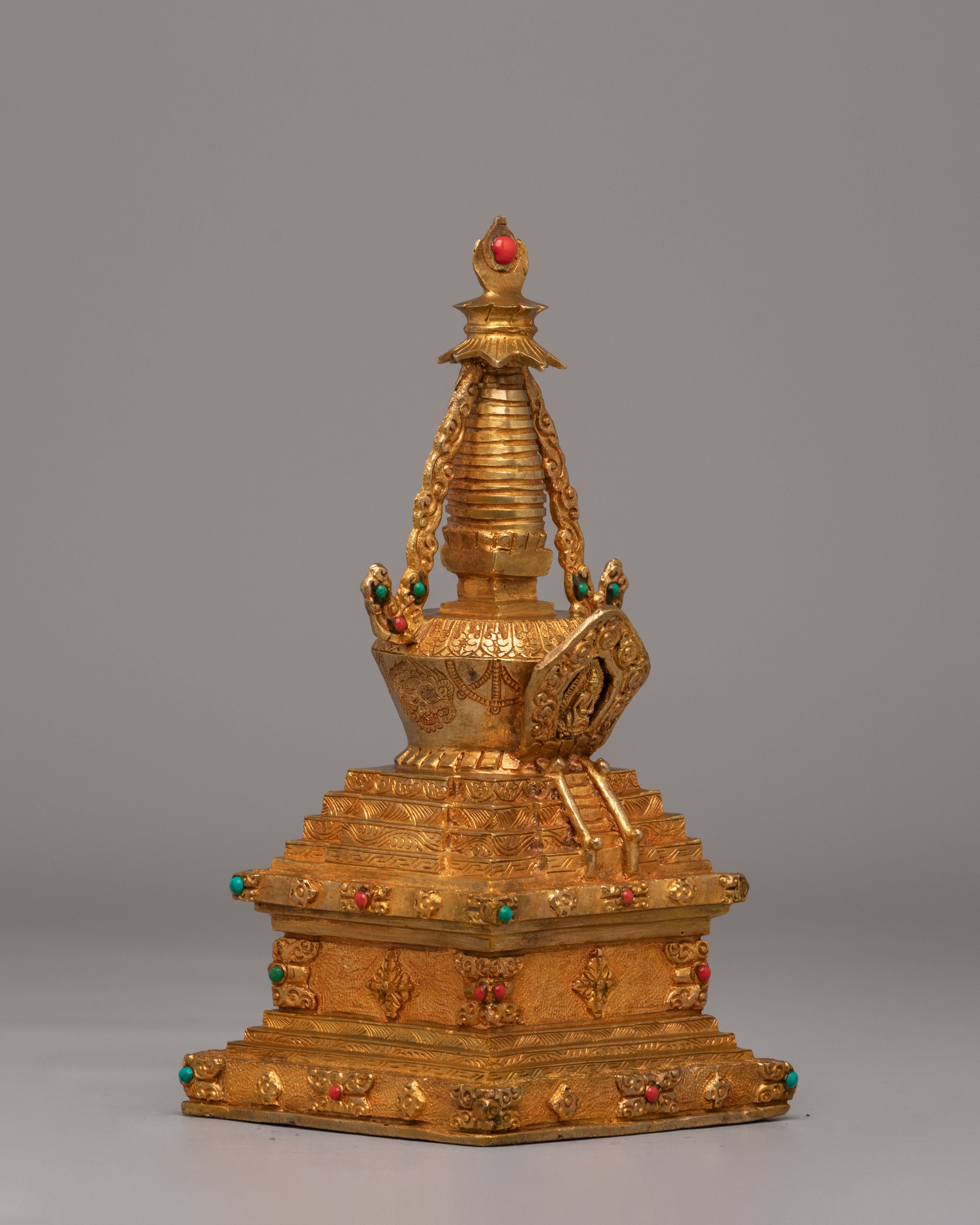 Buddhist Descent from Heaven Stupa | Sacred Tibetan Art for Spiritual Meditation