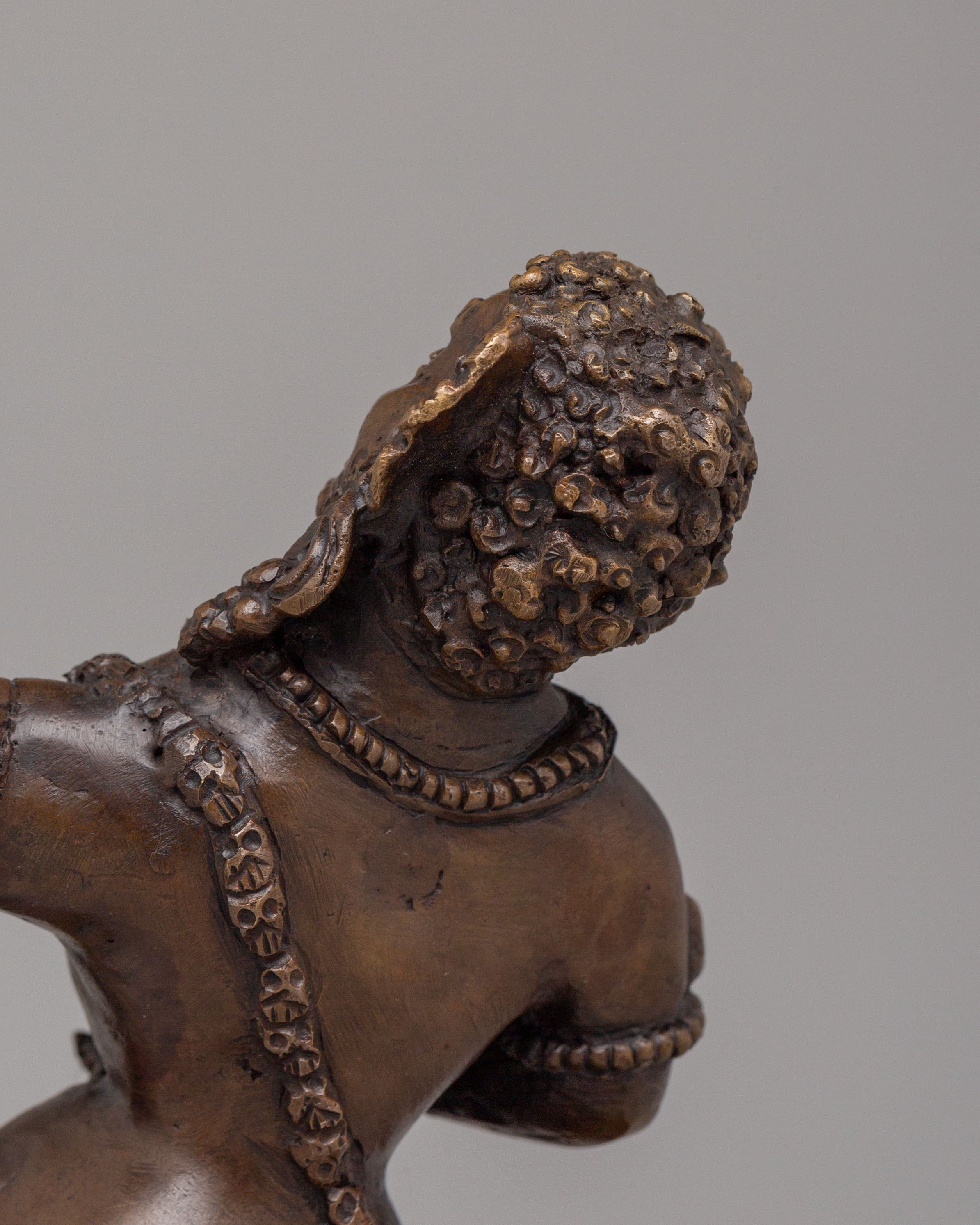 Tibetan Virupa Shrine Sculpture | Oxidized Copper Altar Figurine