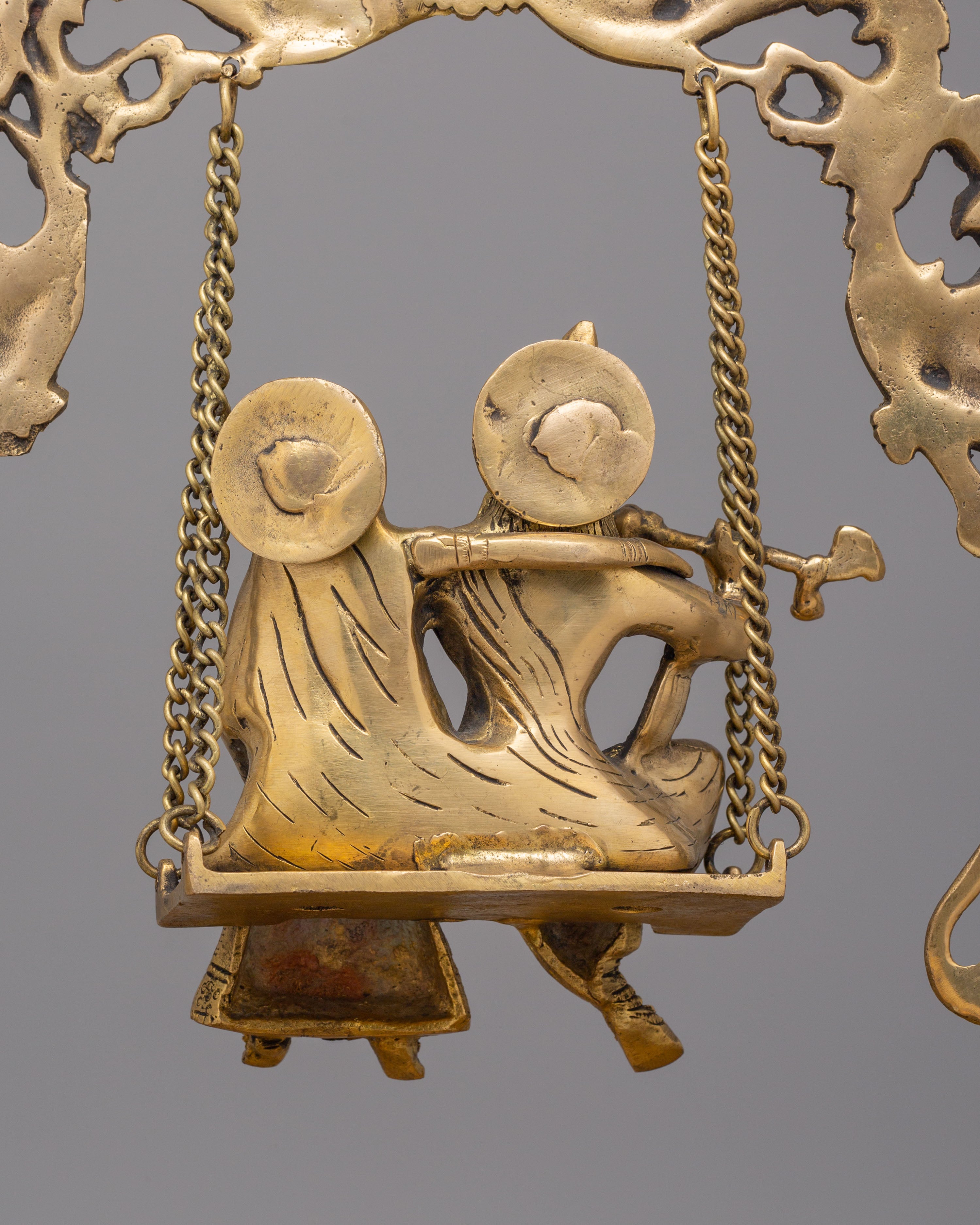 Radha Krishna Jhoola Urli | Decorative Brass Swing Url Bowl