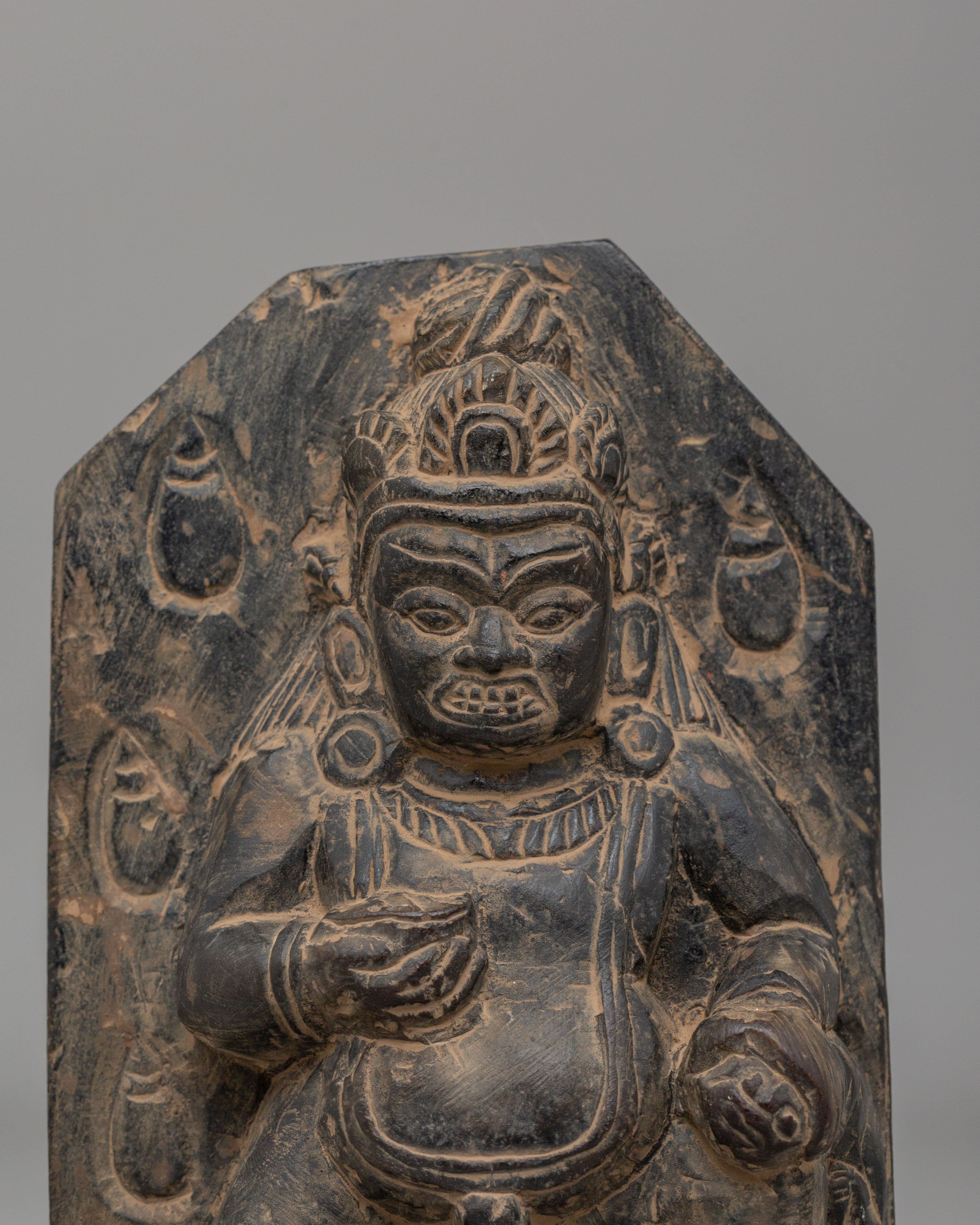 Spiritual Black Dzambhala Sculpture | Wealth Deity Figurine for Abundance and Protection
