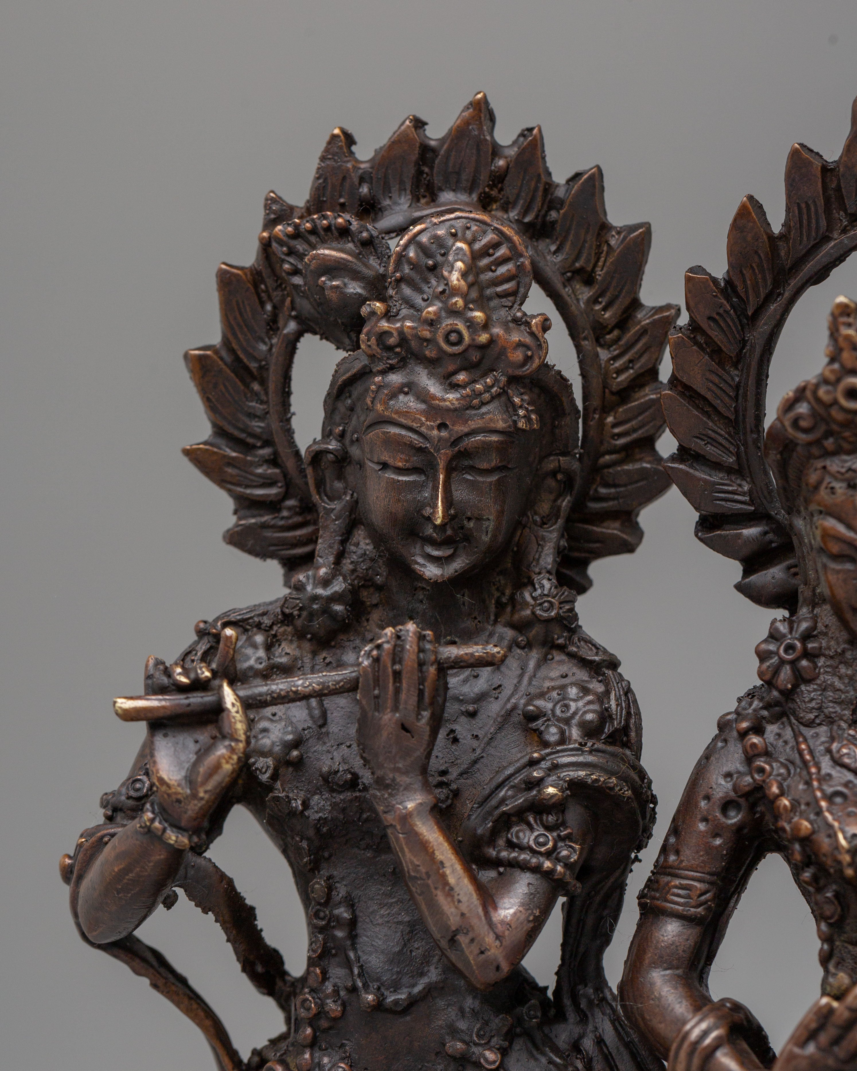 Traditional Sacred Radha Krishna Statue | Hindu Deity Figurine