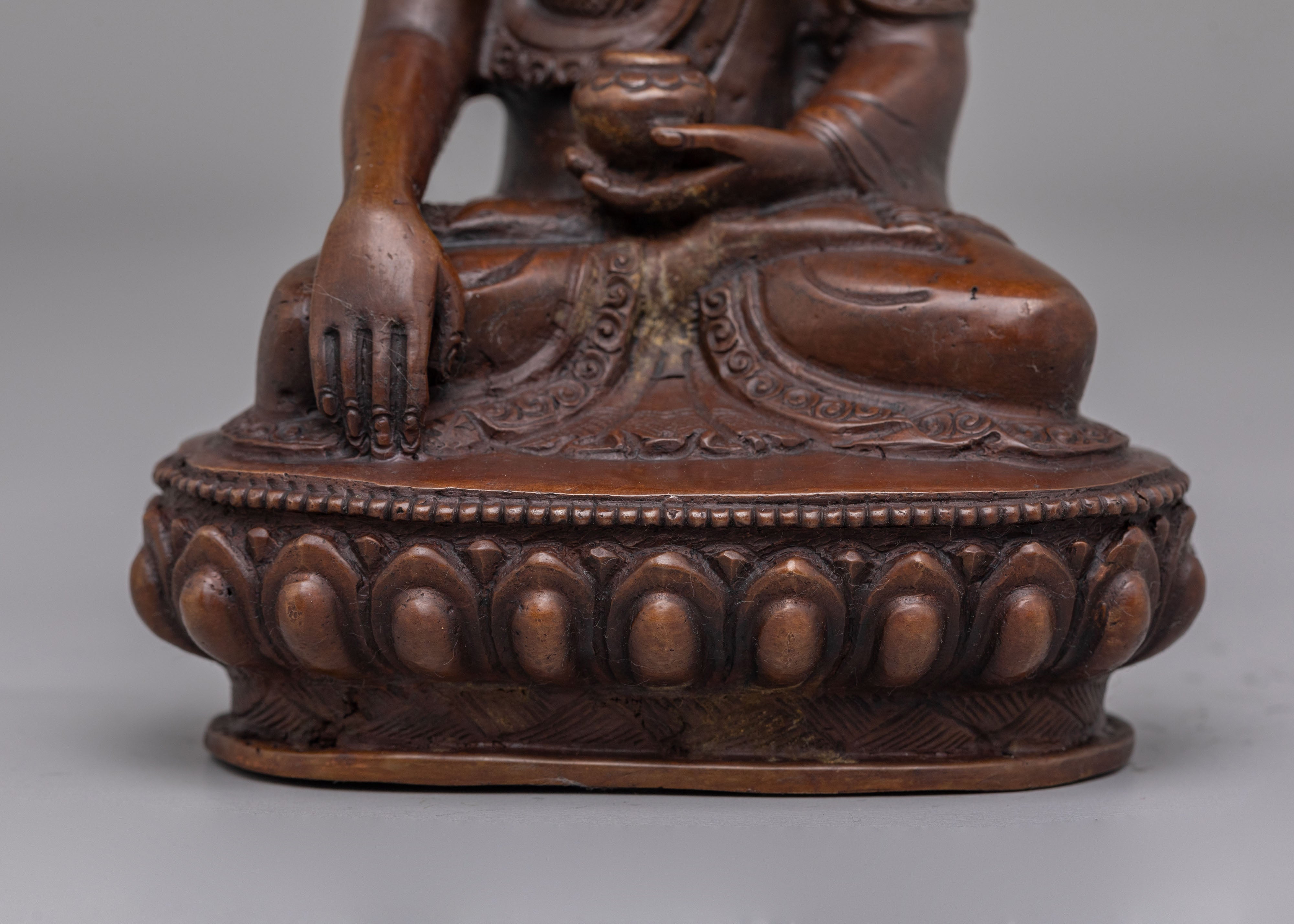 Shakyamuni Buddha Statue for Enlightenment | Oxidized Copper Buddha Figure
