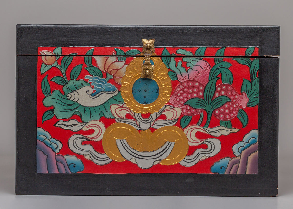 Handmade Treasure Wooden Box | Handcrafted Storage Chest with Painted Artwork