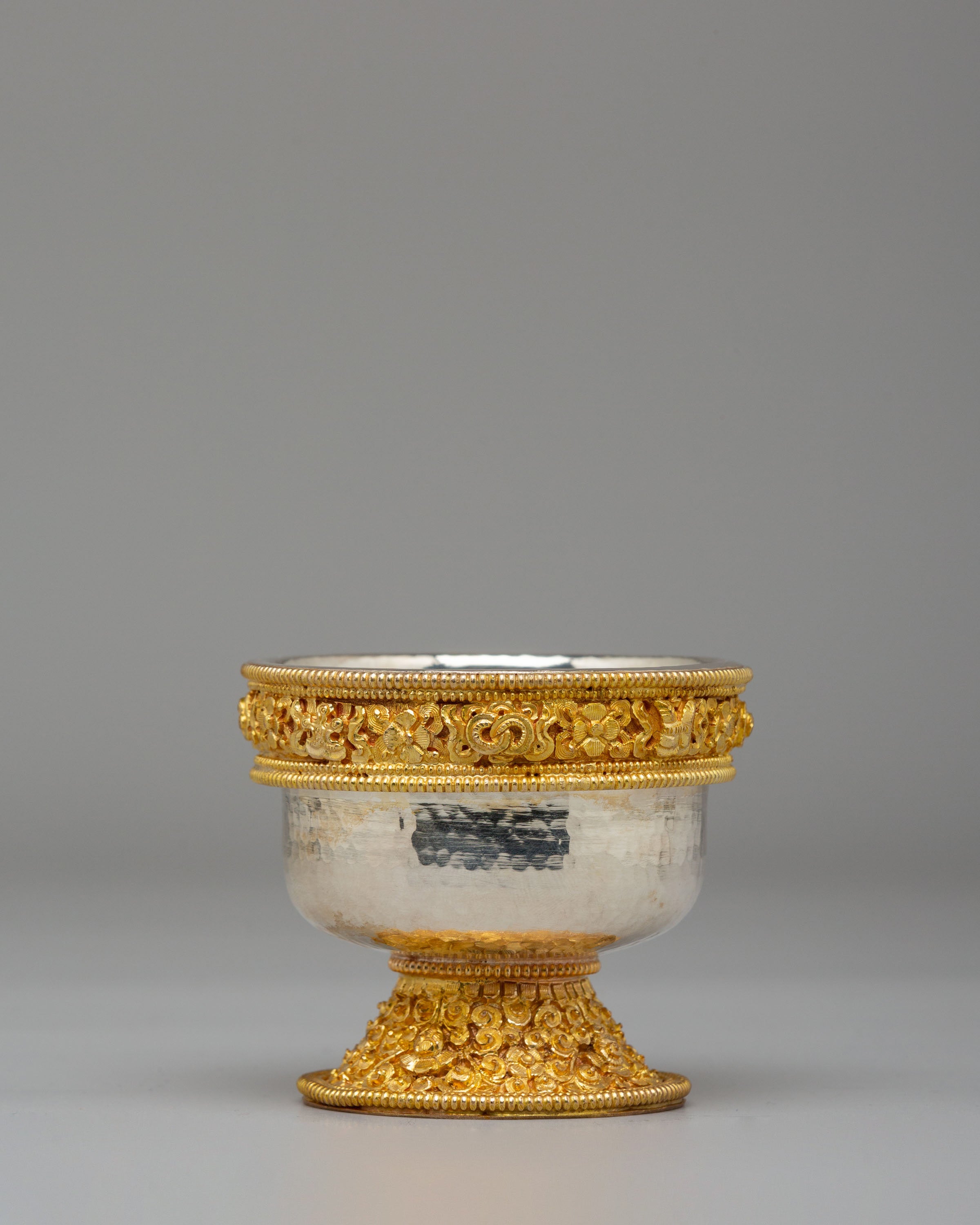 Sacred Himalayan Altar Offering Bowls | Gold Silver Plated Ritual Bowls