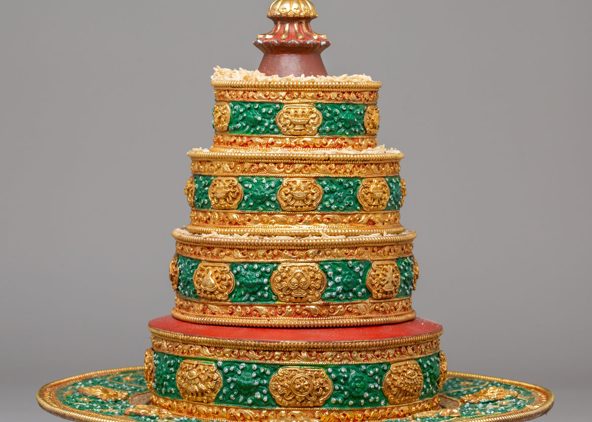 Buddhist Altar Mandala Offering Set | Gold Plated Ritual Artwork
