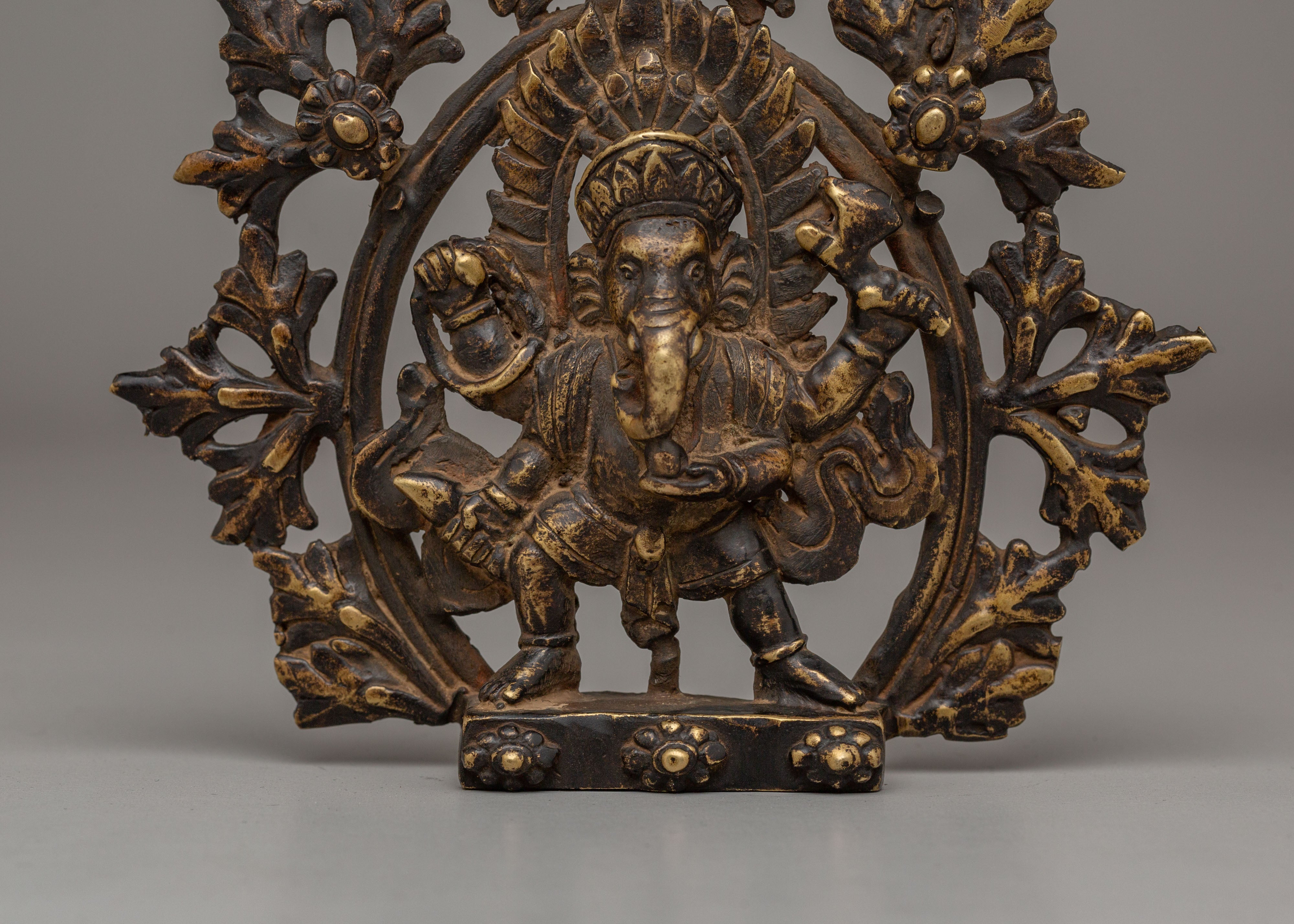 Sacred Ganapati Sculpture | Traditional Nepalese Artwork