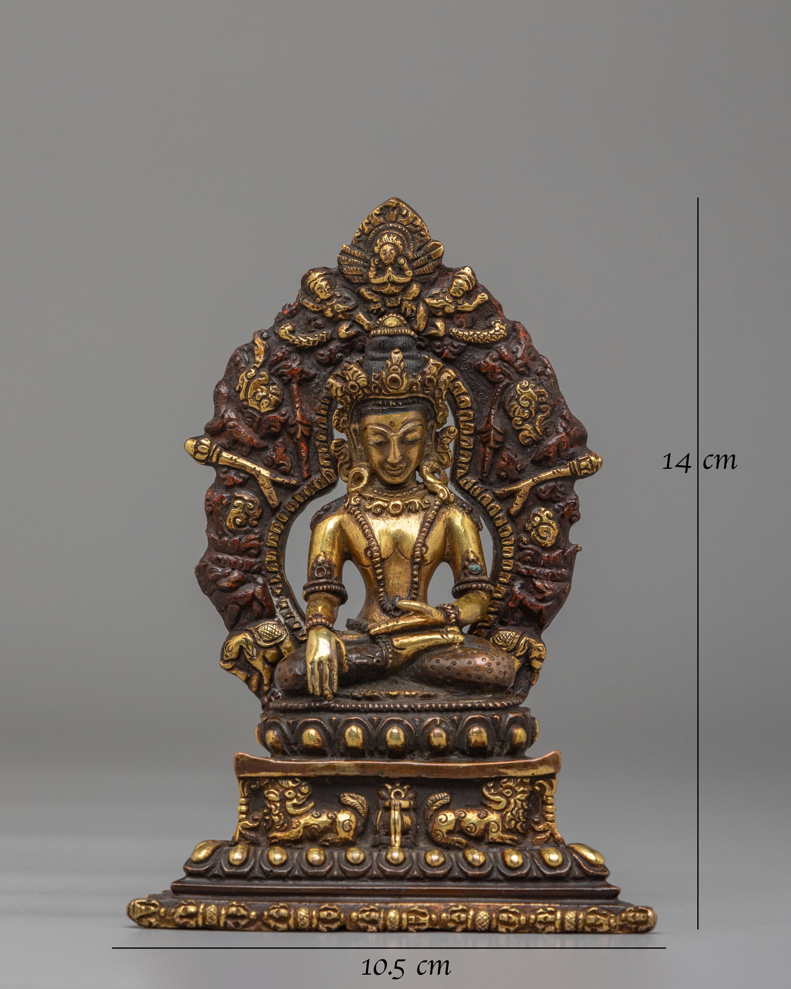 Crown Shakyamuni Buddha on Throne Statue | Symbol of Serenity and Wisdom