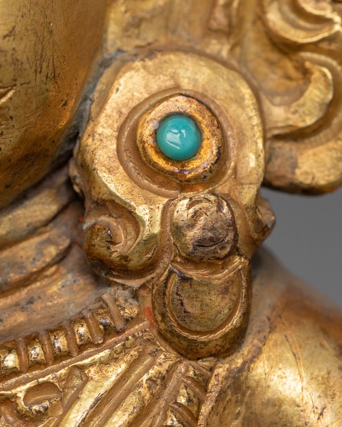 Handcrafted Copper Sculpture of Dzambhala for Altar and Dharma Decor