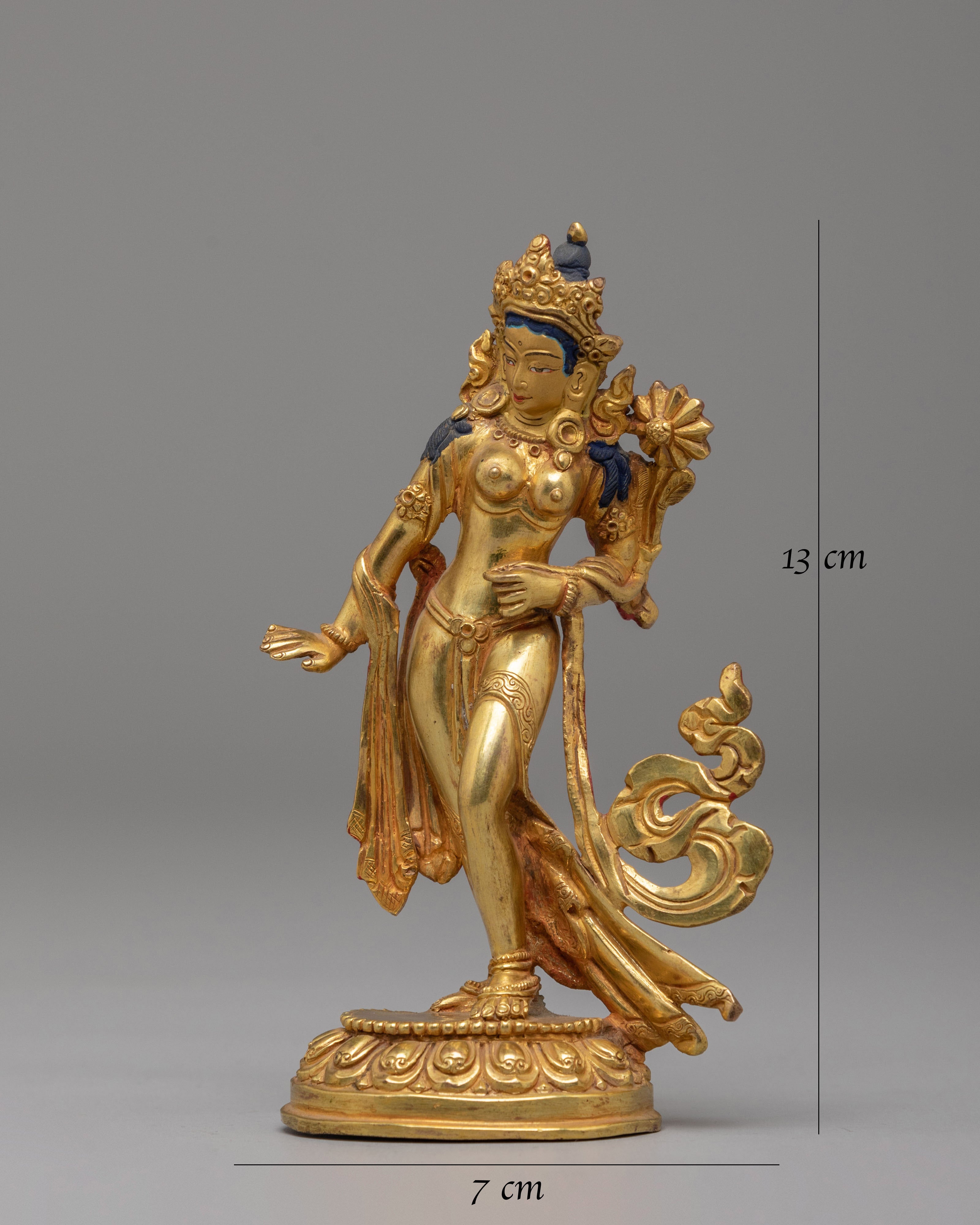 Traditional Standing Tara Sculpture | 24K Gold Buddhist Sculpture