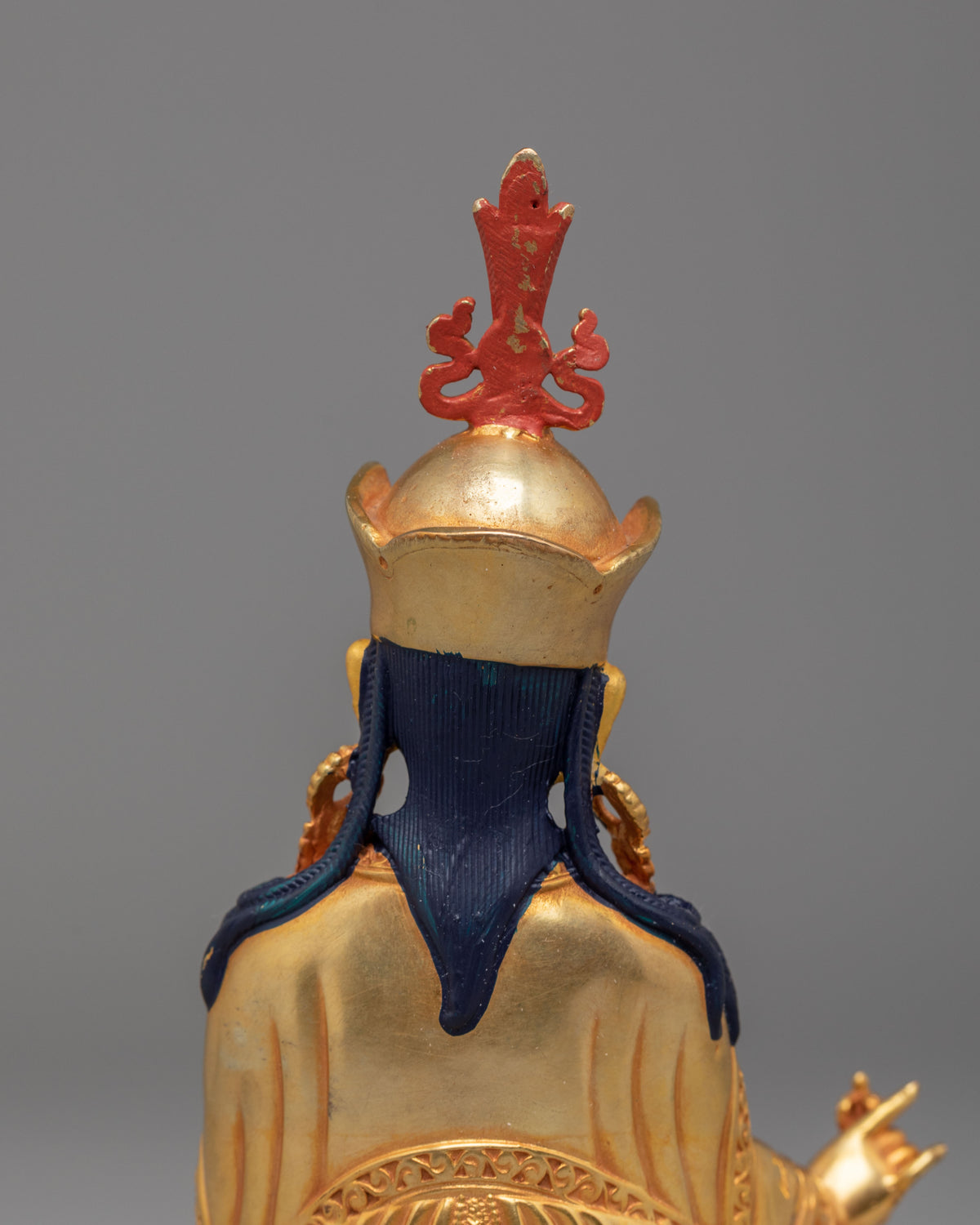 Machine Made Padmasambhava Statue | 24K Gold Plated Copper Buddhist Sculpture