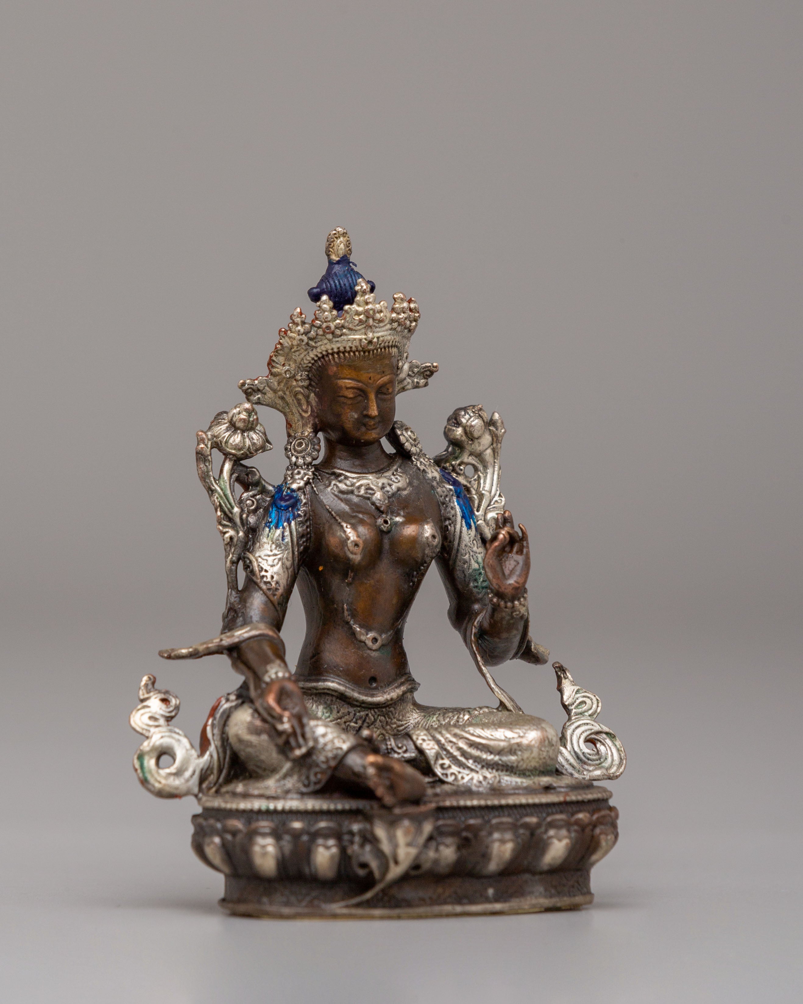 Spiritual Green Tara Goddess Statue | Handcrafted Tibetan Copper Artwork