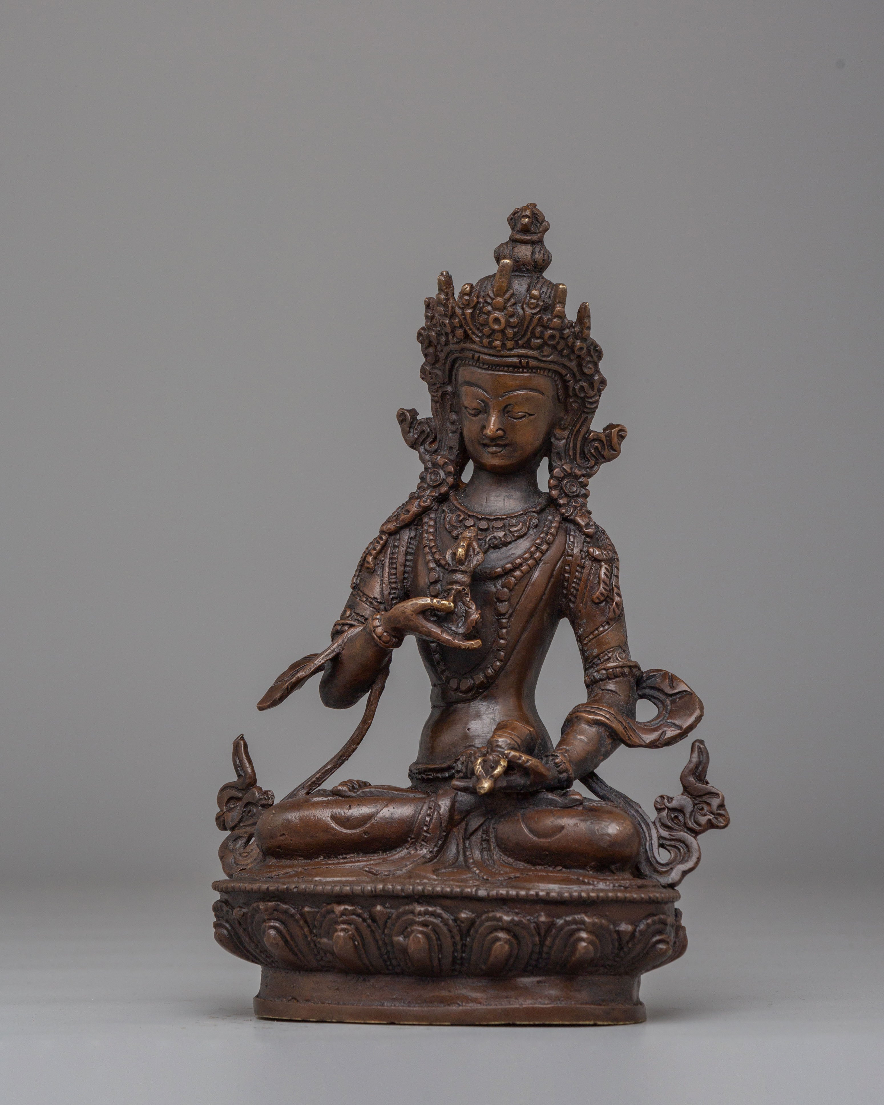 Sacred Himalayan Vajrasattva Statue | Oxidized Copper Figurine for Spiritual Meditation