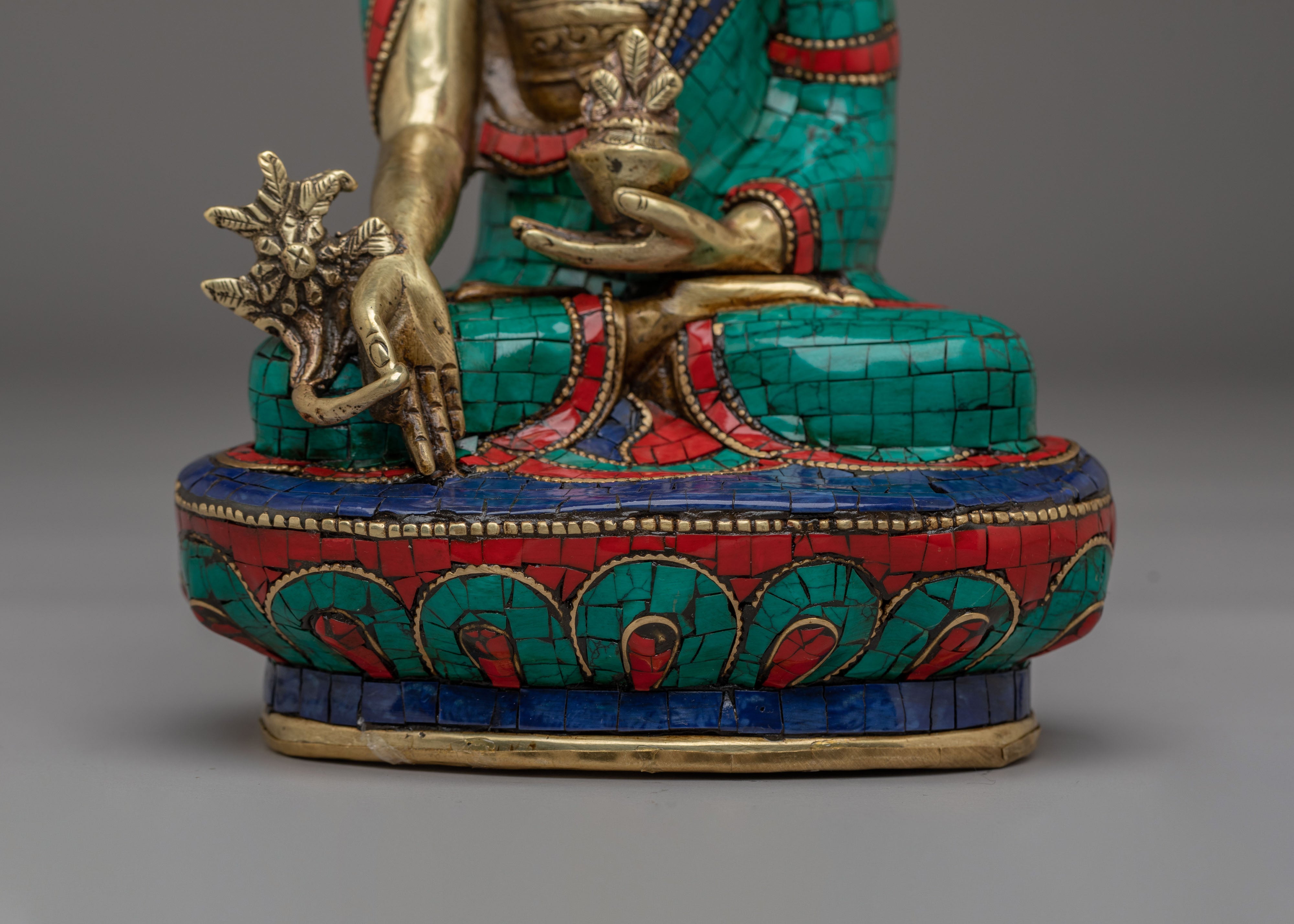Medicine Buddha Statue With Healing Nectar | Handcrafted Tibetan Sculpture