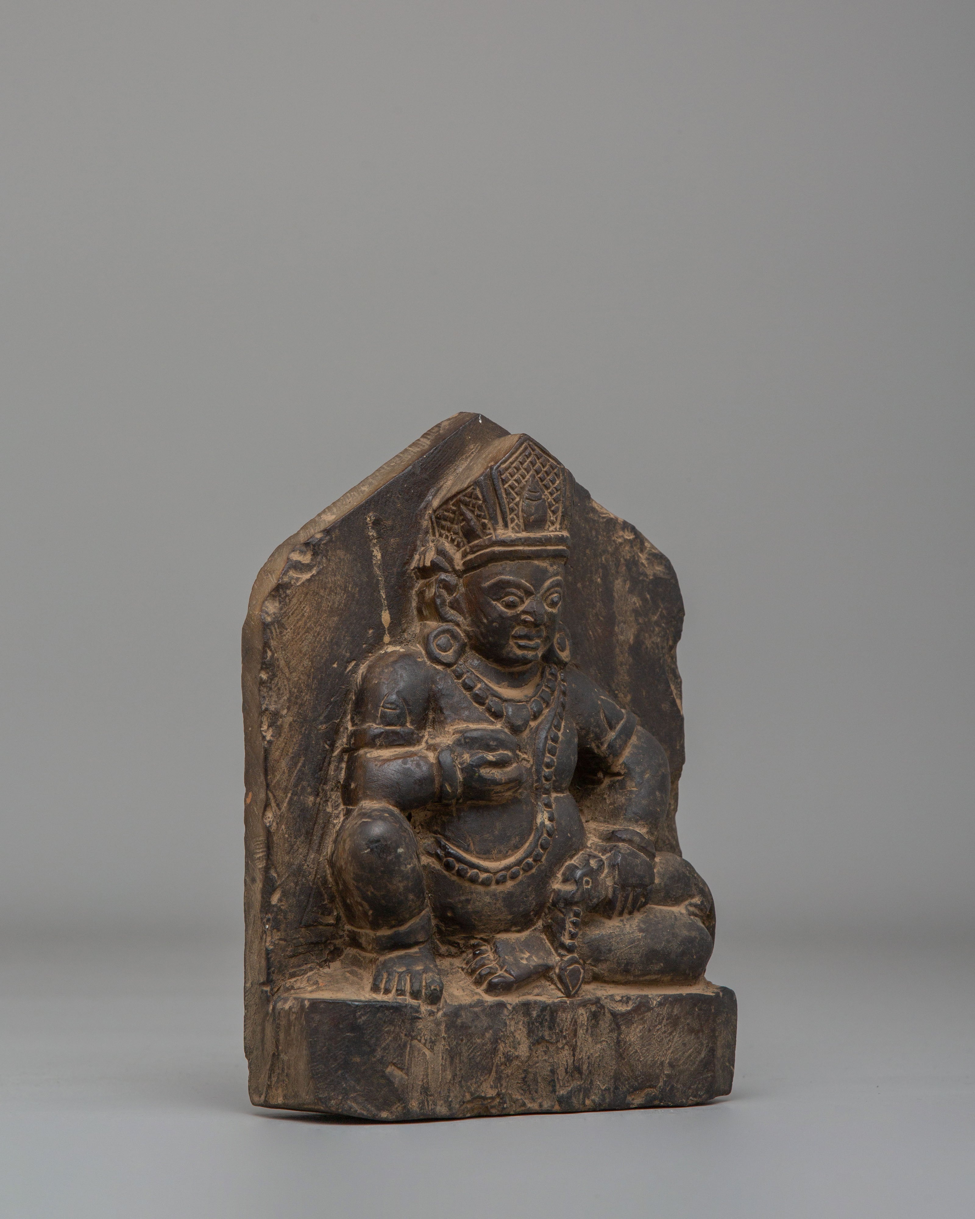 Dzambhala Wealth Protector Deity Statue | Stone Buddhist Sculpture