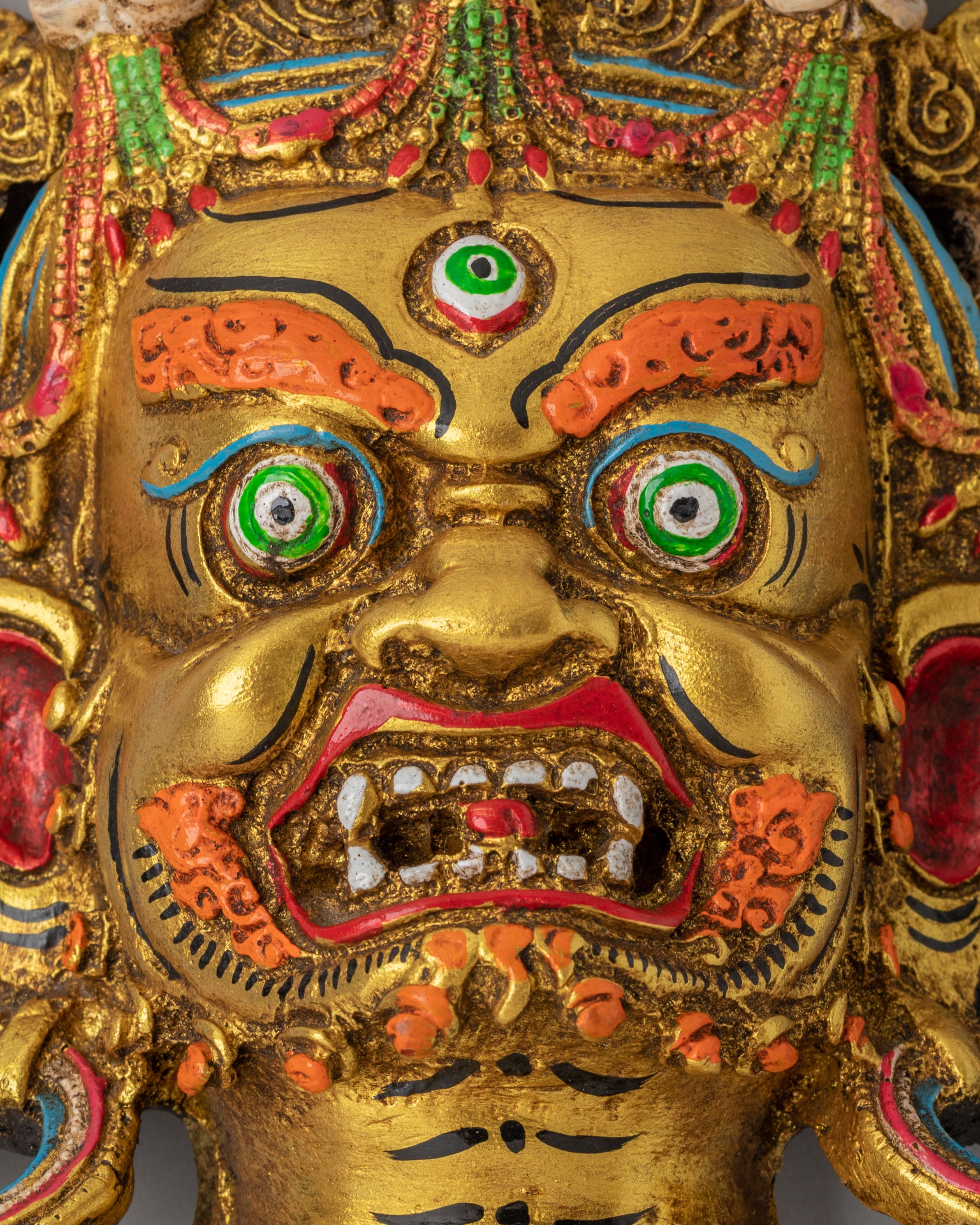 Handcrafted Bhairav Wall Hanging | Wrathful Deity Protection Mask for Sacred Space