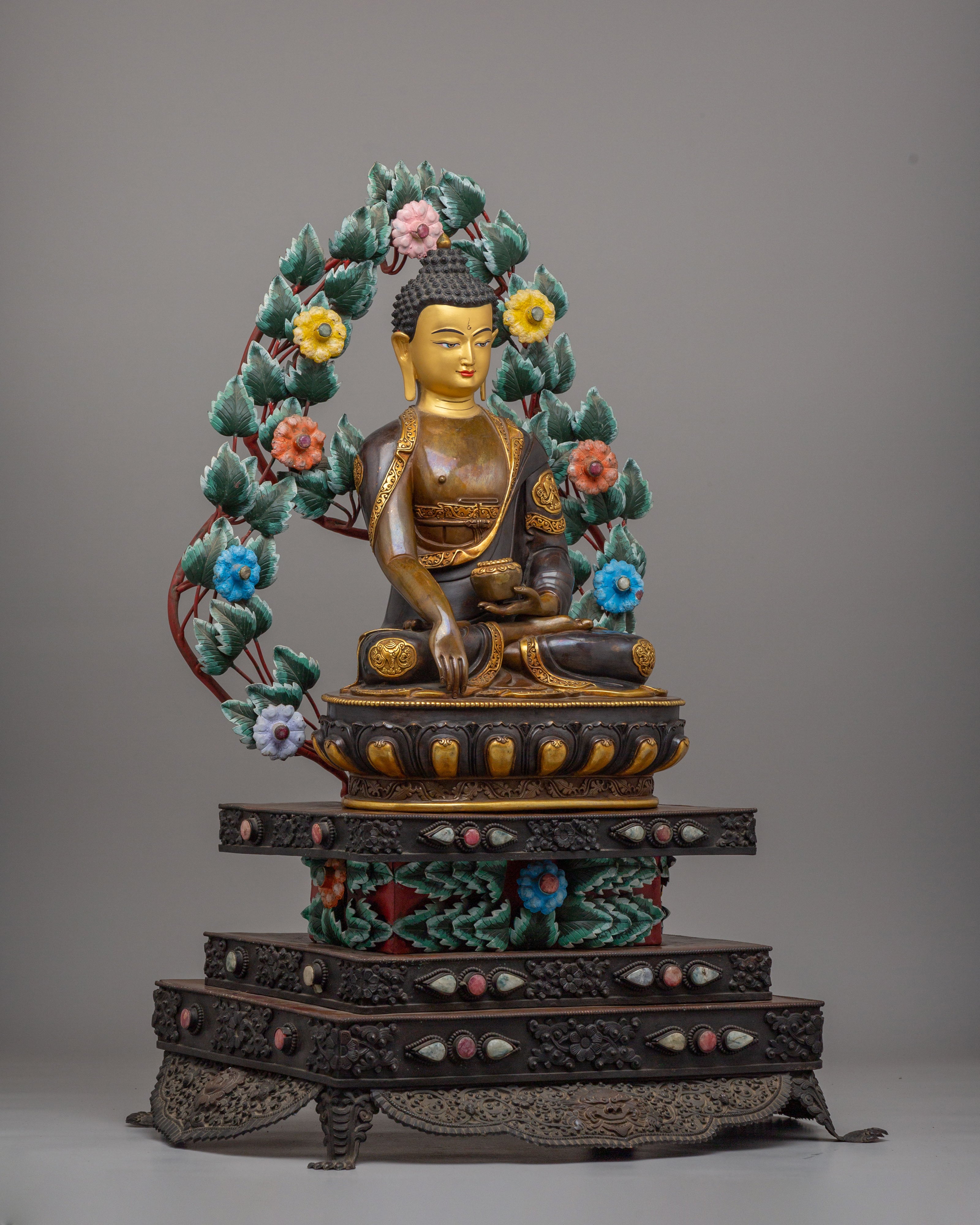 Tibetan Shakyamuni Buddha Throne Sculpture | Symbol of Peace and Enlightenment