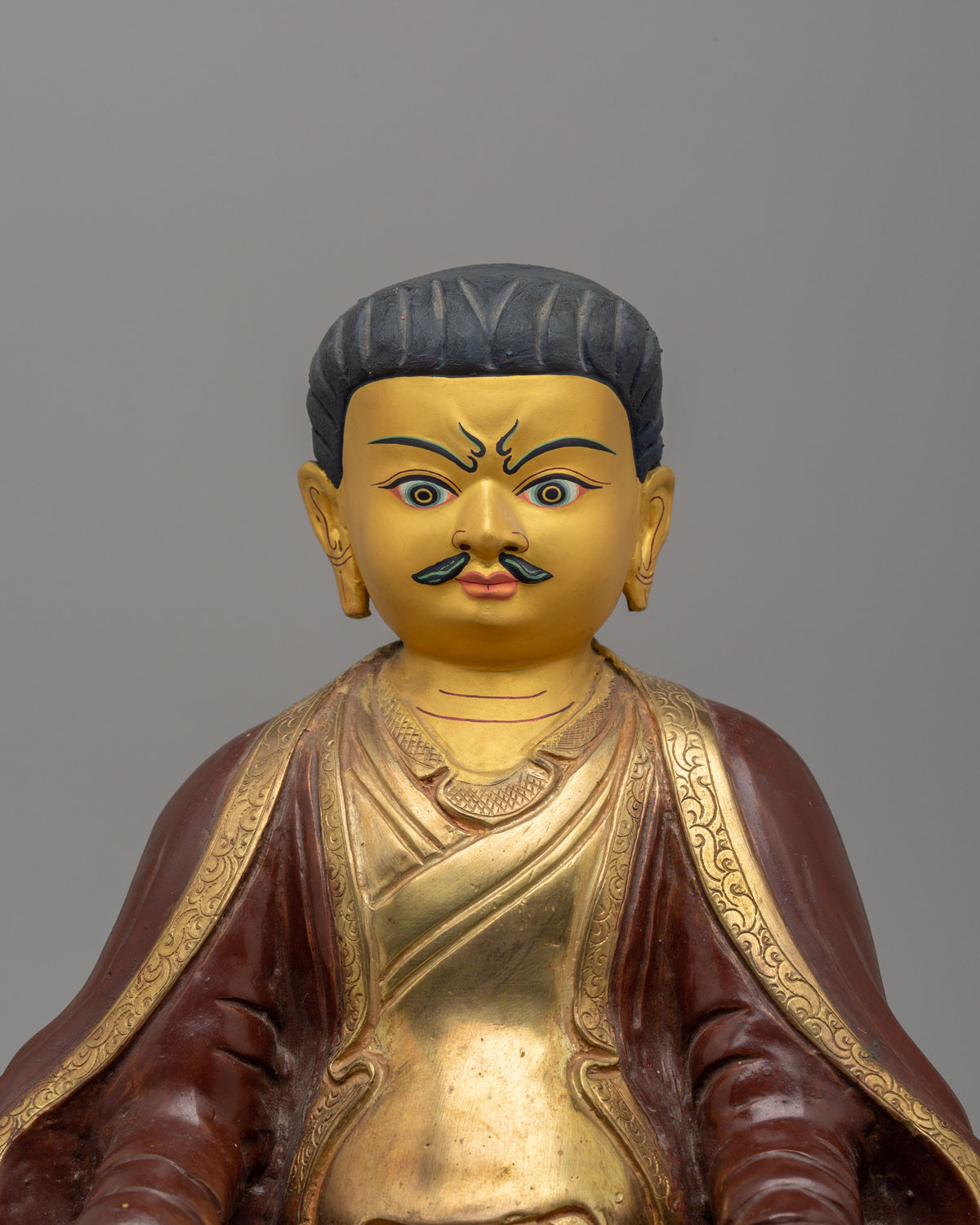 Buddhist Kagyu Master Marpha Sculpture | 24K Gold Plated Copper Deity