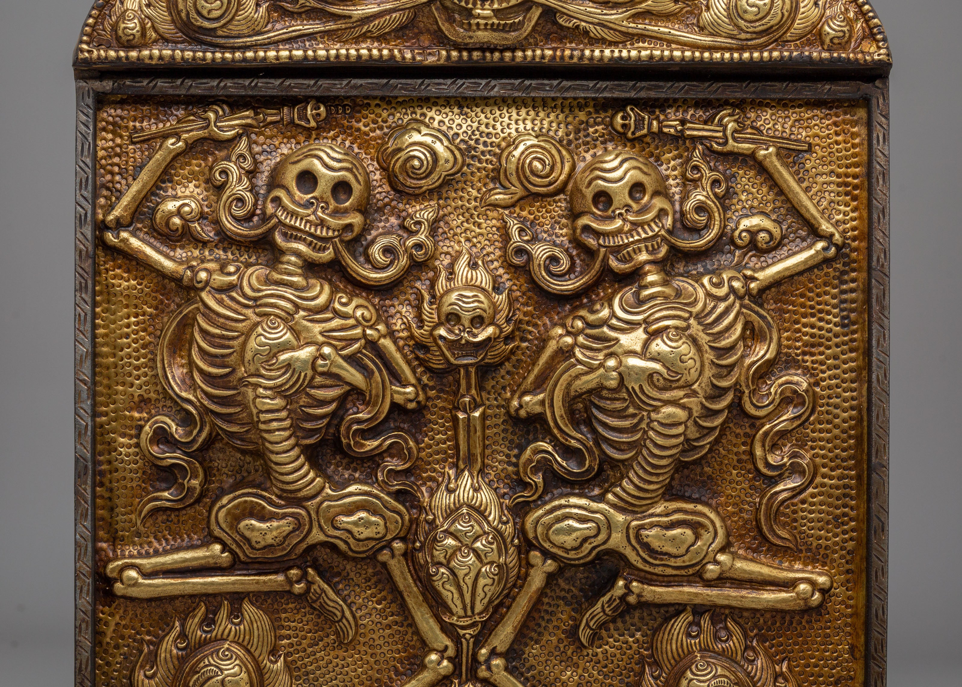 Buddhist Citipati Wall Hanging | Handcrafted Tibetan Skull Deity Art