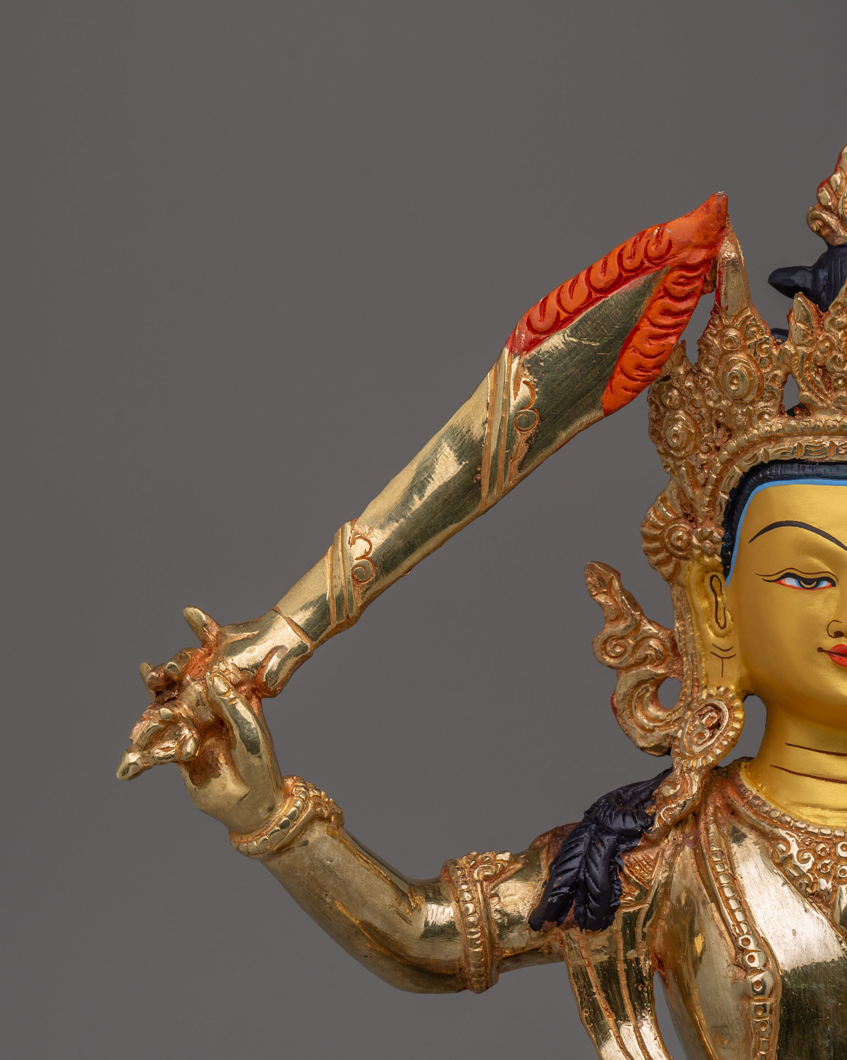 Traditional Manjushri Wisdom Deity Statue | Handcrafted Artwork for Spiritual Harmony