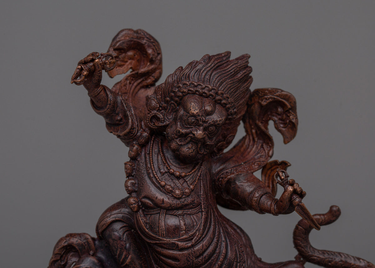 Sacred Dorje Drollo Statue | Oxidized Copper Tibetan Protector Deity Sculpture