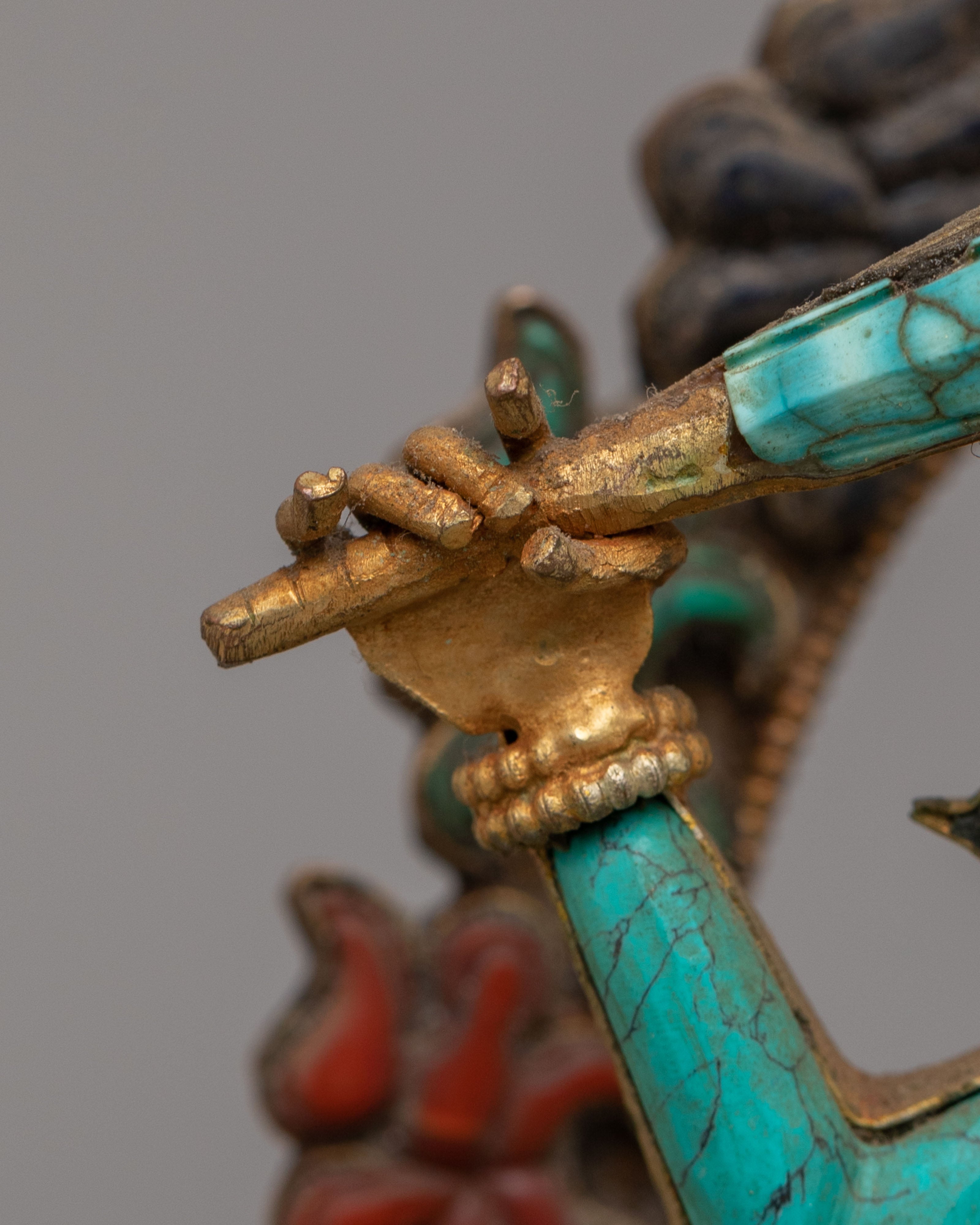 Manjushri Wisdom Statue | Handcrafted Copper Sculpture with Filigree Work