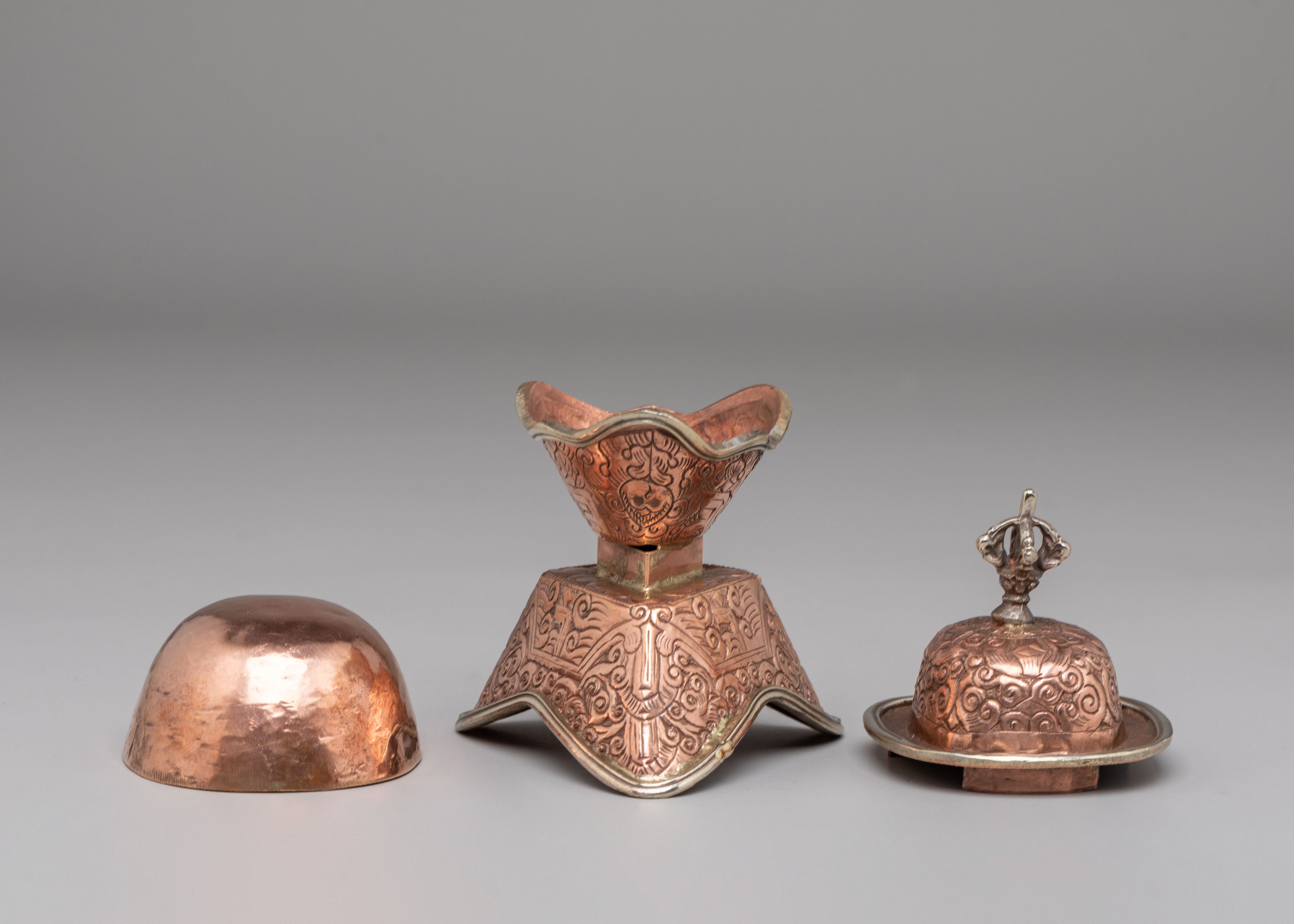 Handcrafted Kapala Ritual Tool | Tibetan Copper Skull Bowl