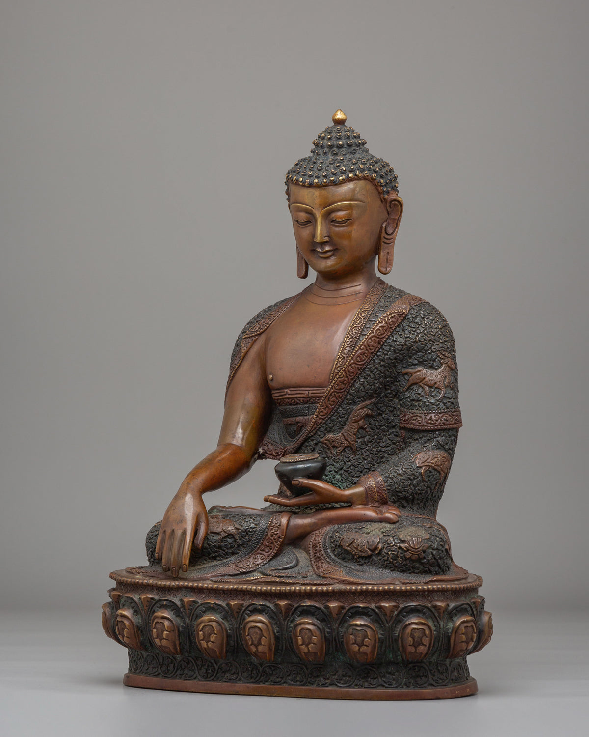 Namo Altar Shakyamuni Buddha Statue | Oxidized Copper Buddhist Sculpture