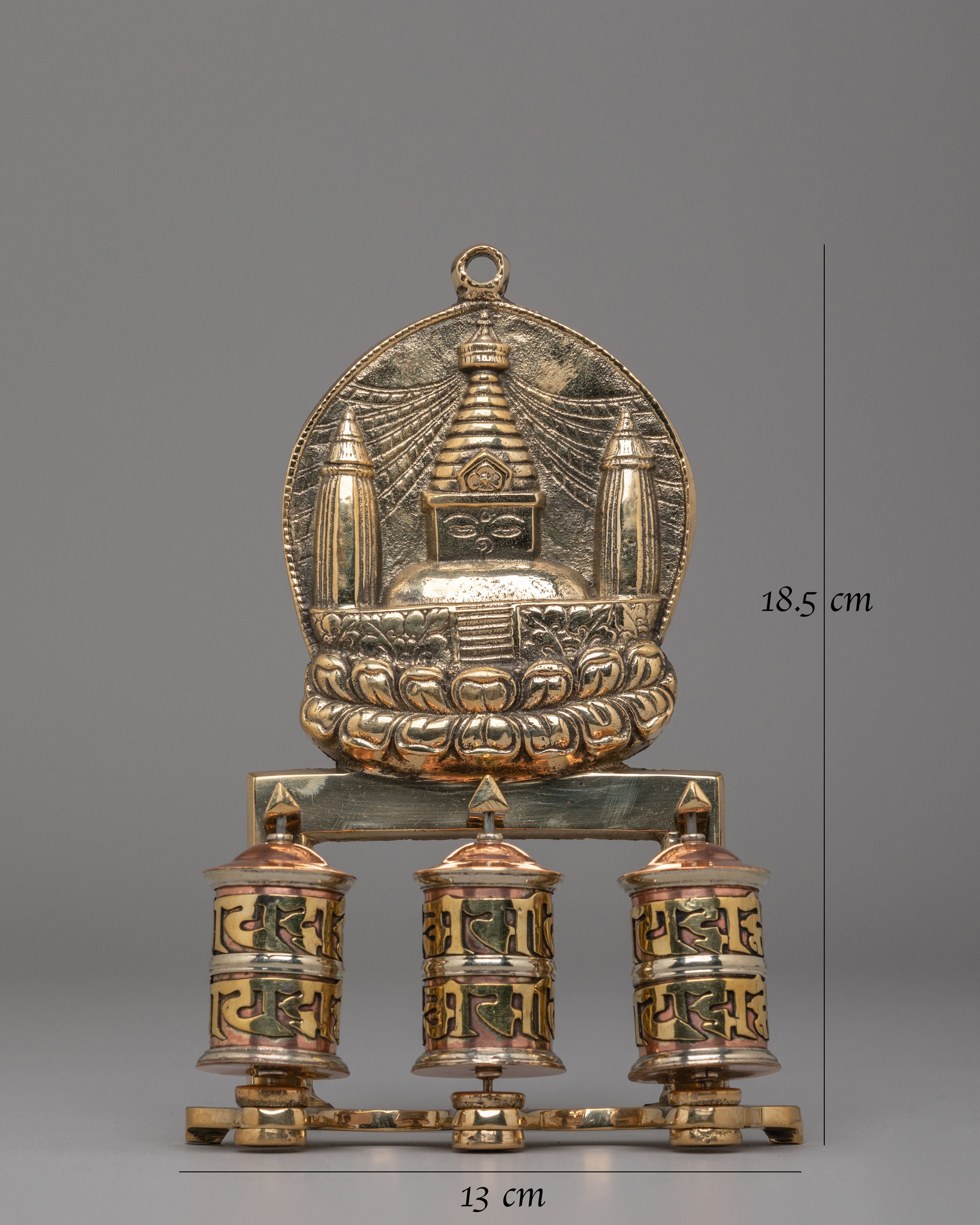 Handmade Stupa Prayer Wheel | Tibetan Buddhist Altar Decor