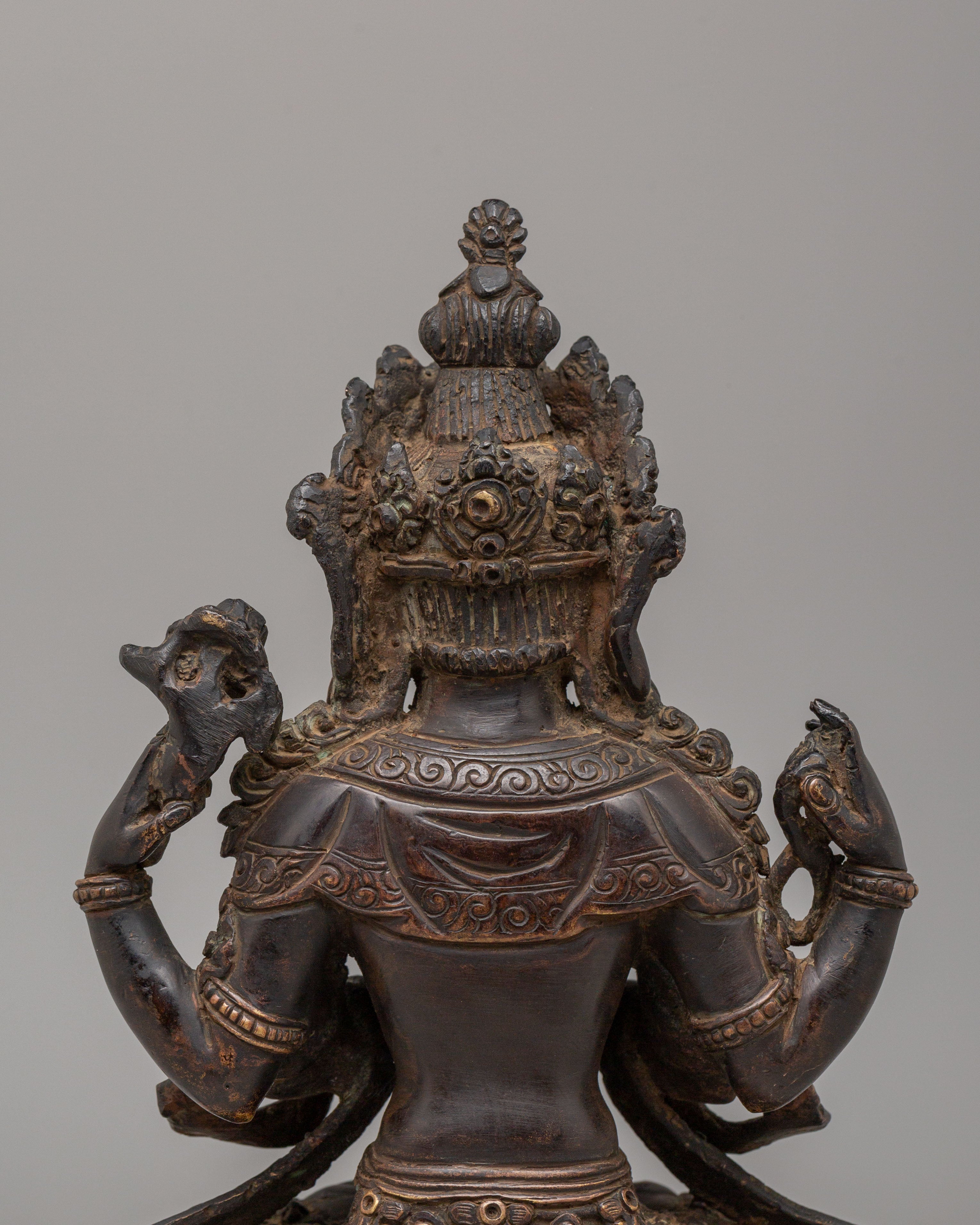 Handmade Buddhist Chenrezig Sculpture | Tibetan Avalokiteshvara Artwork