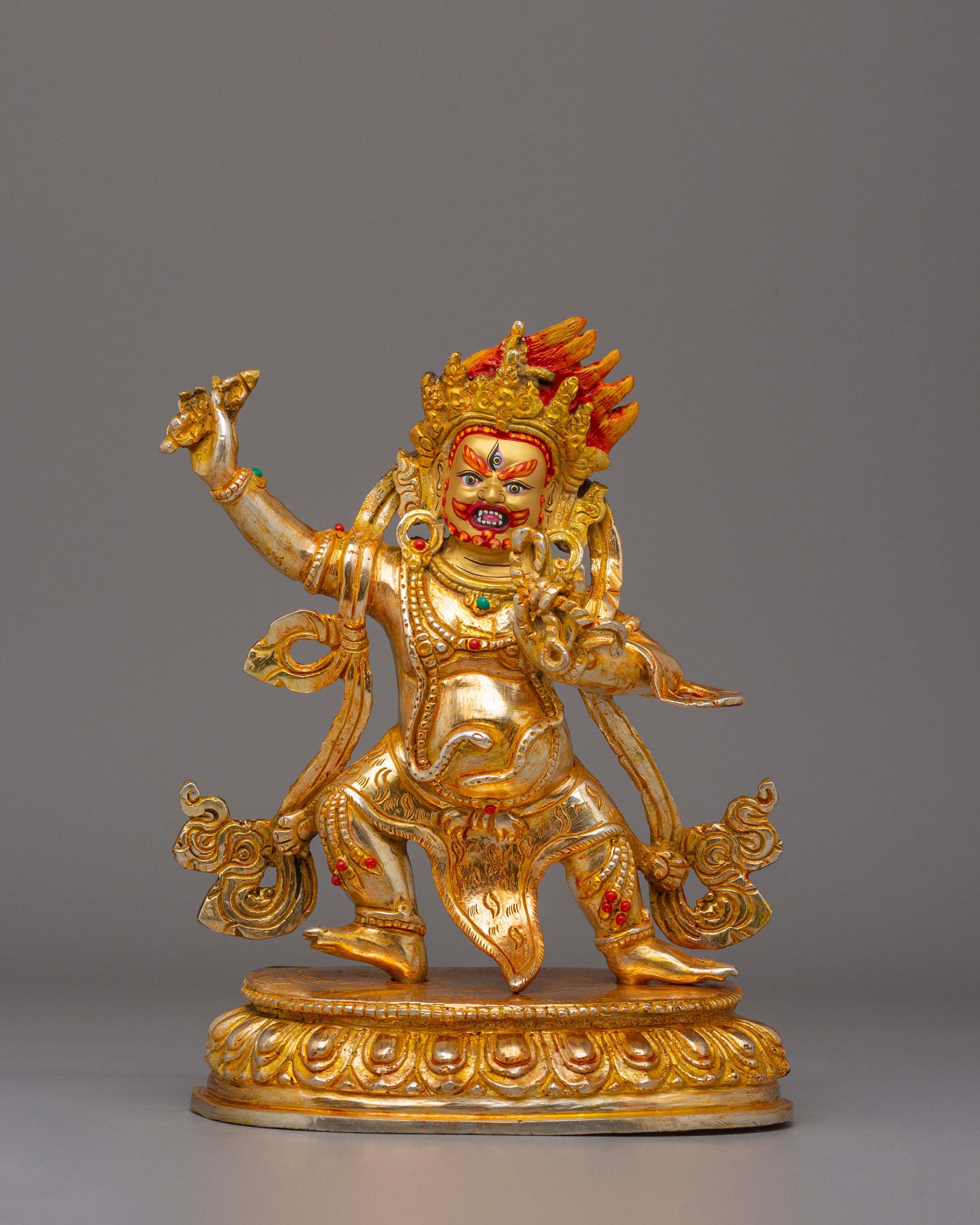 Divine Vajrapani Statue | Electro Gold Plated Protector Deity